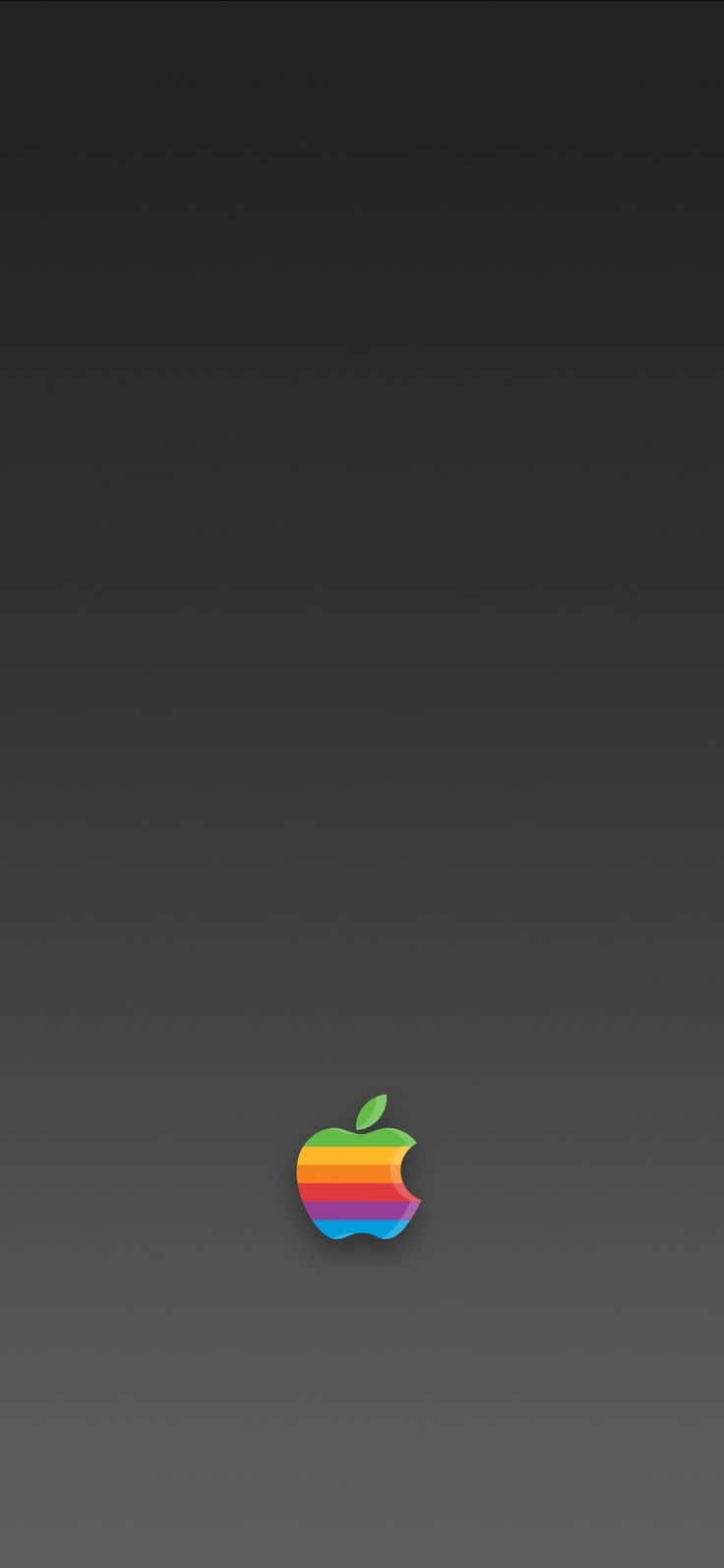 vintage rainbow Apple logo, dark gray gradient background, HD Phone Wallpaper