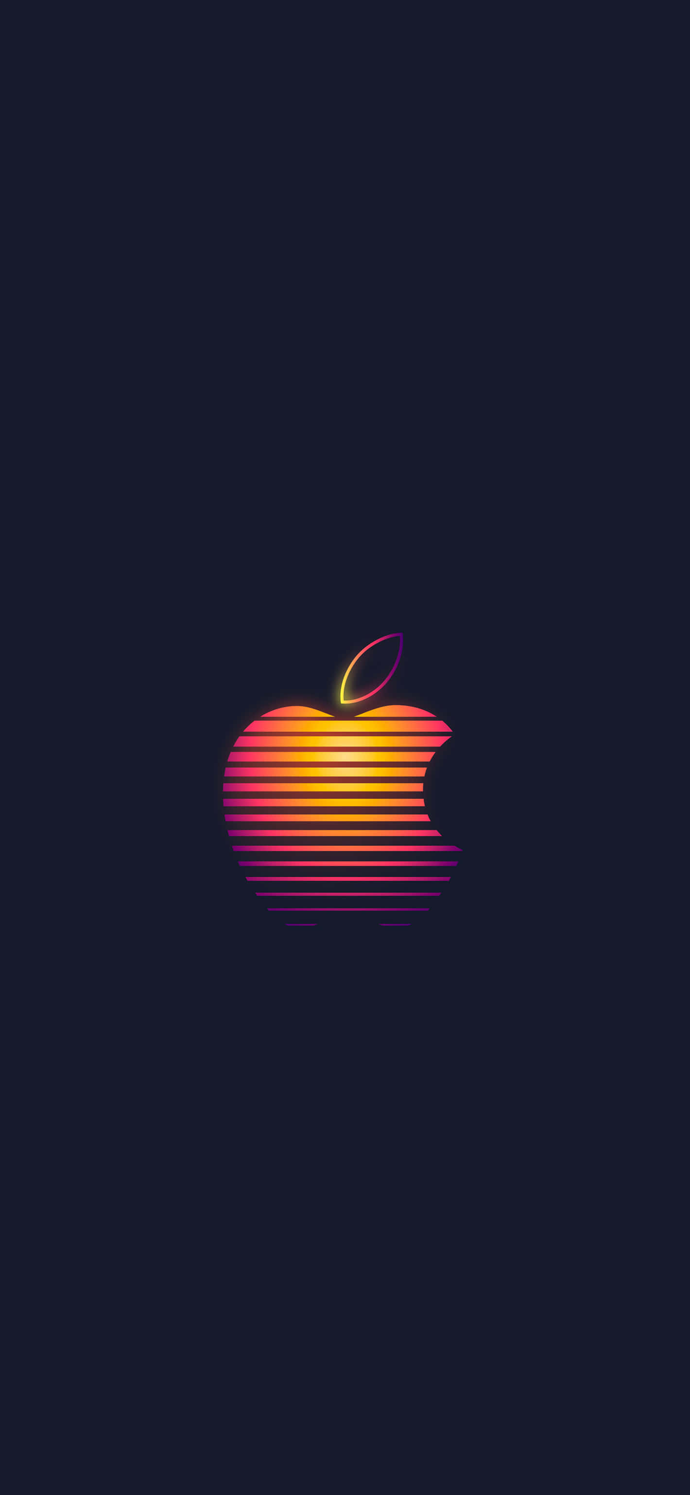 Retro Apple Logo, Apple logo, horizontal gradient stripes, 2K Phone Wallpaper