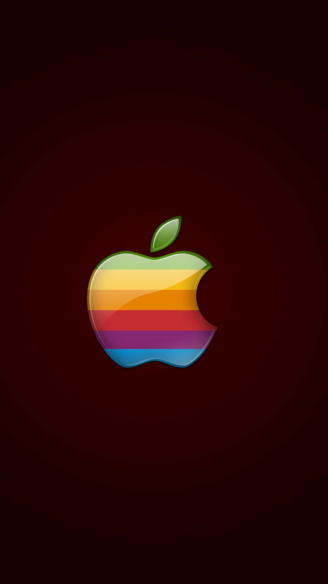 Retro Apple Logo, rainbow striped apple logo, green leaf, Full HD Phone Wallpaper