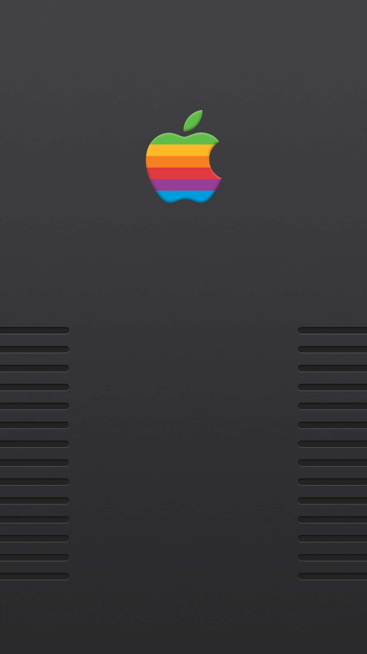 Retro Apple Logo, rainbow Apple logo, dark gray computer case, 2K Phone Wallpaper