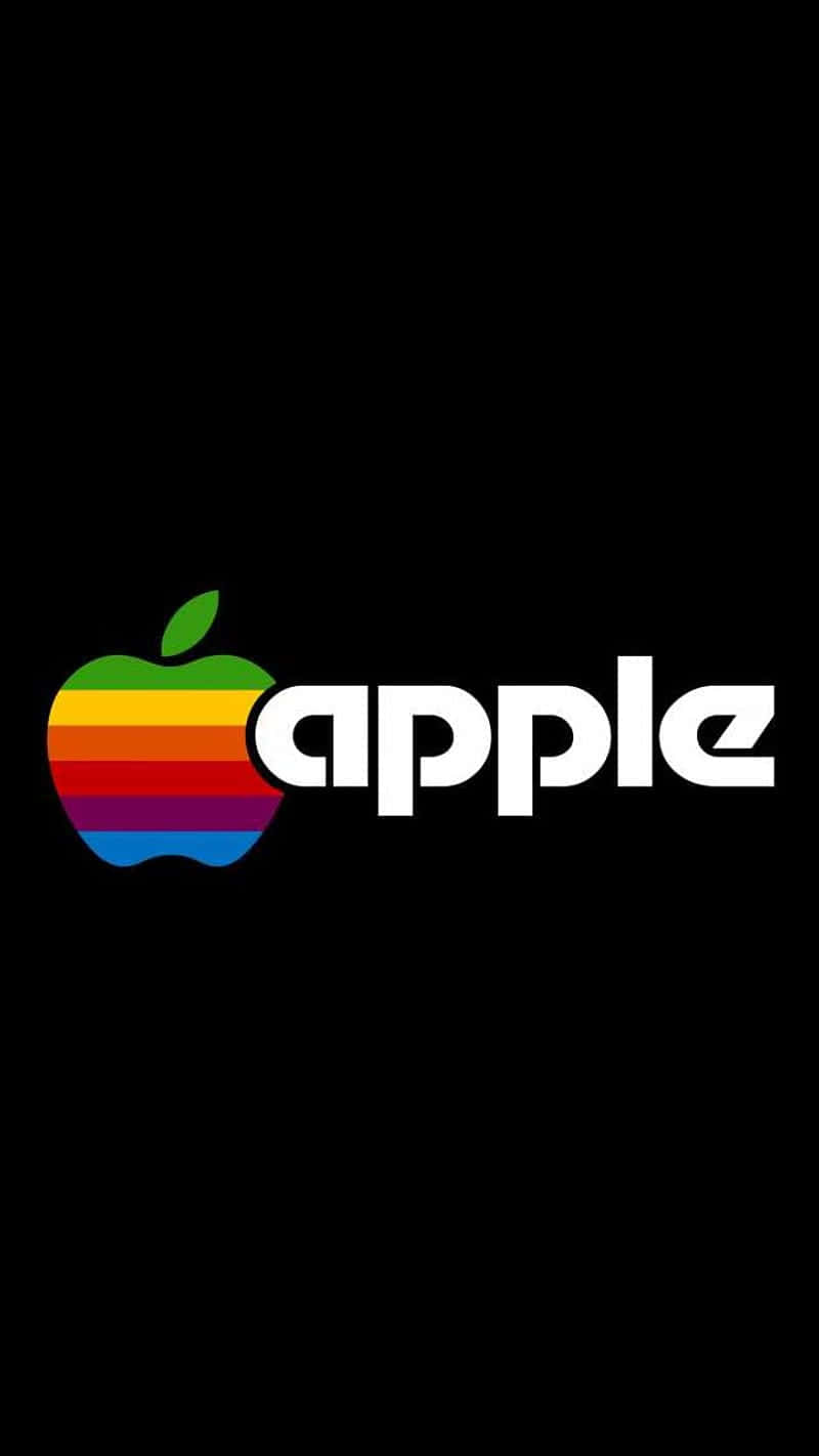 Retro Apple Logo, rainbow striped Apple logo, white text, HD Phone Wallpaper