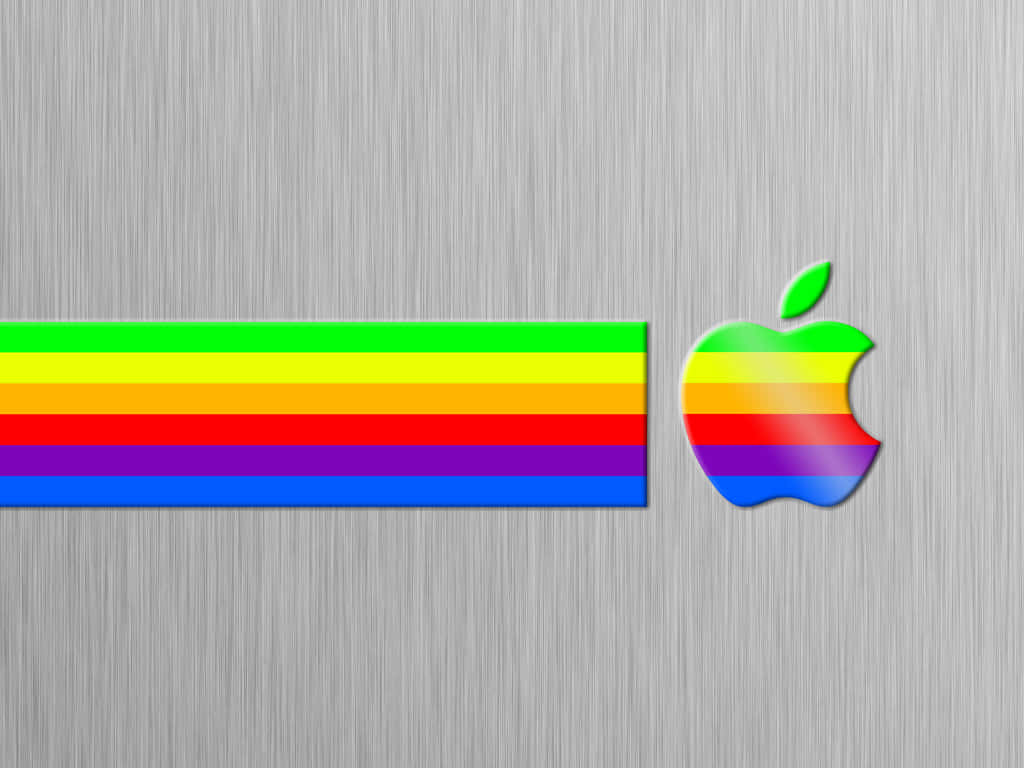 Retro Apple Logo, rainbow-striped Apple logo, horizontal bar, SD Desktop Wallpaper