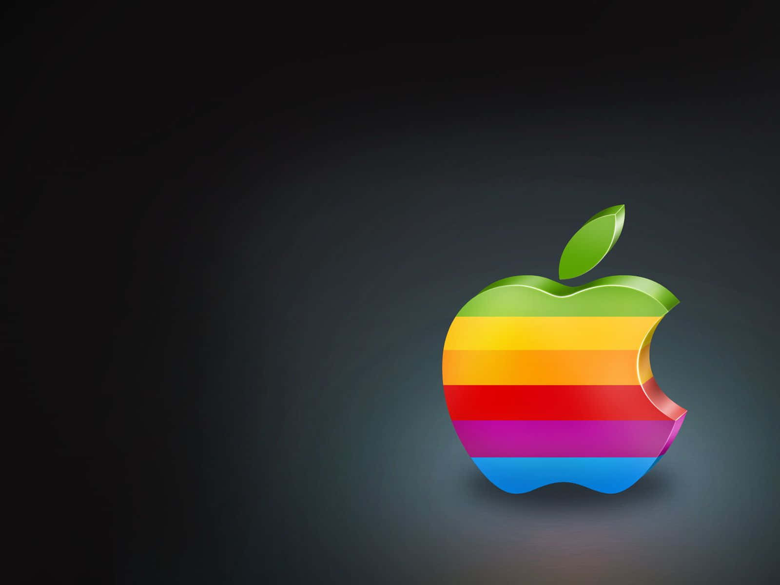Retro Apple Logo, rainbow-striped apple logo, green leaf, HD Desktop Wallpaper