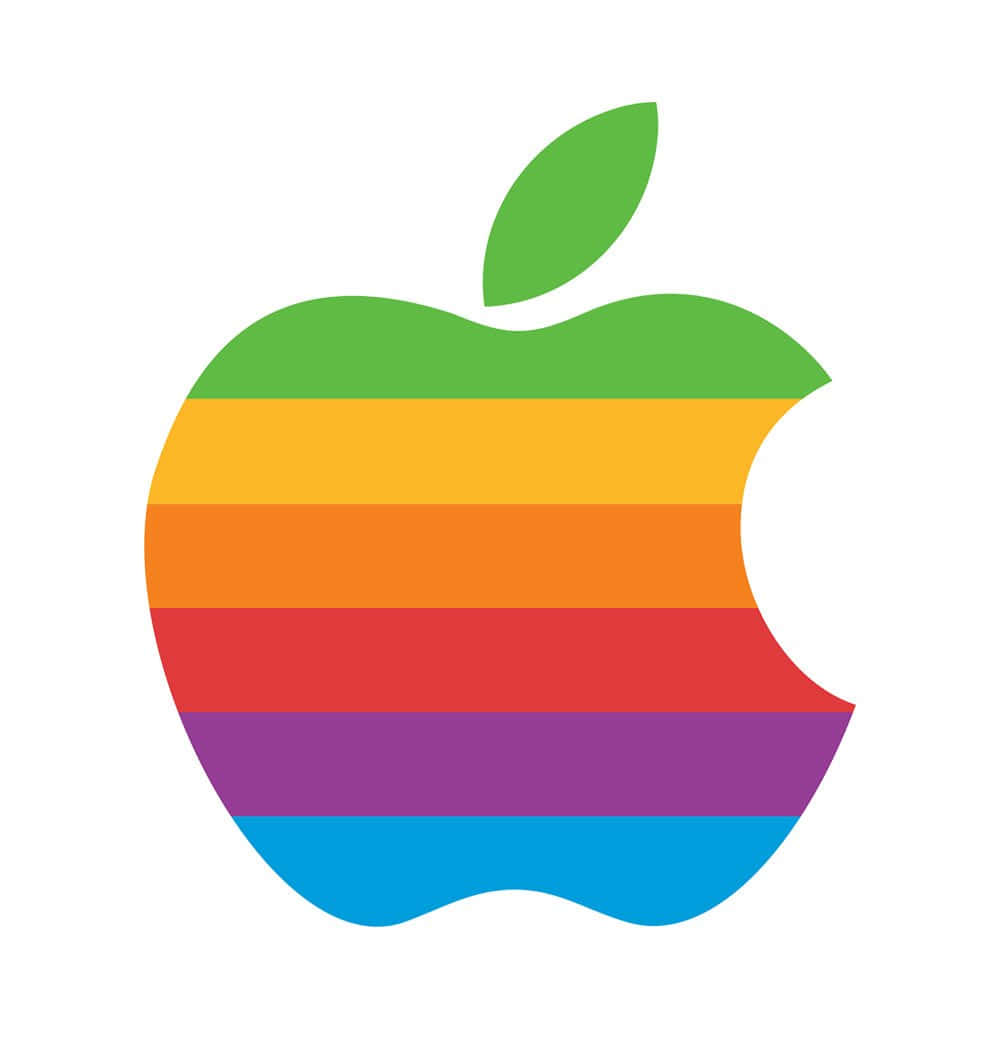 retro apple logo, rainbow stripe, green leaf, SD Phone Wallpaper