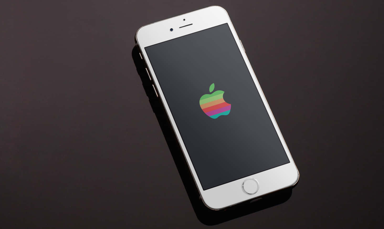 Retro Apple Logo, white iPhone, vintage rainbow Apple logo, HD Desktop Wallpaper