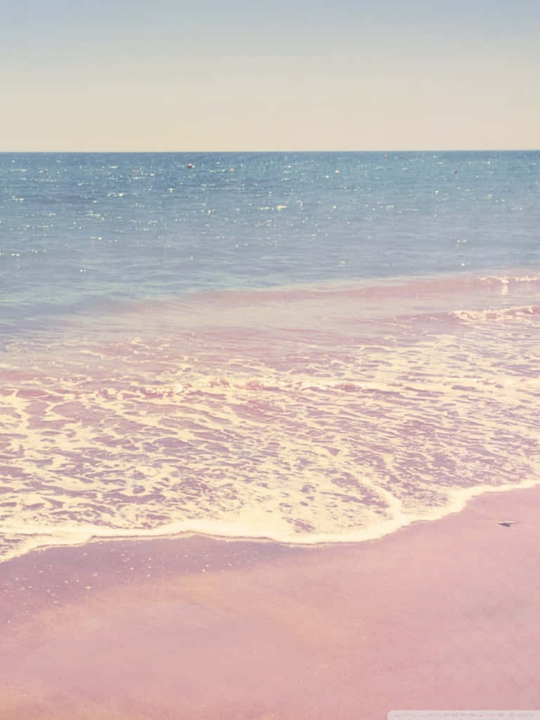 retro beach, soft pink sands, gentle turquoise waves, SD Phone Wallpaper