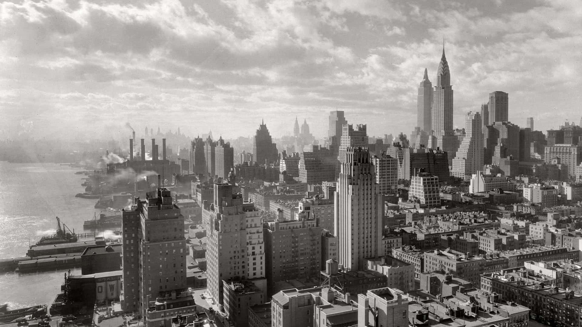 vintage black and white, 1920 x 1080 wallpaper, aerial view, Full HD Desktop Wallpaper