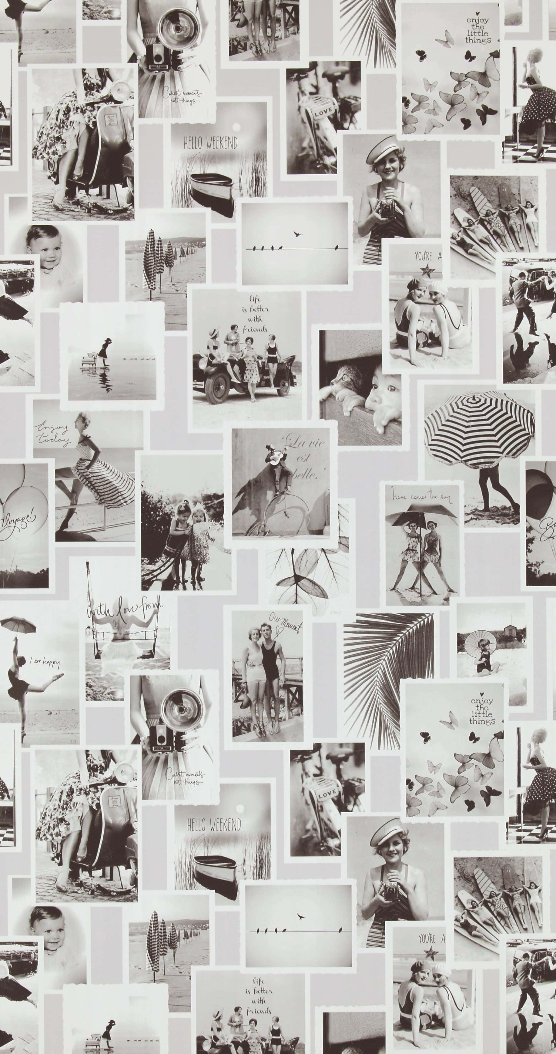 vintage black and white, vacation photos, beaches, 2K Phone Wallpaper