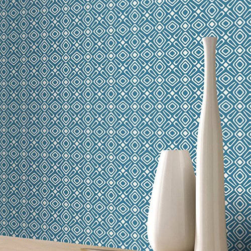 vintage retro blue sedan, brick street, white ceramic vases, SD Desktop Wallpaper