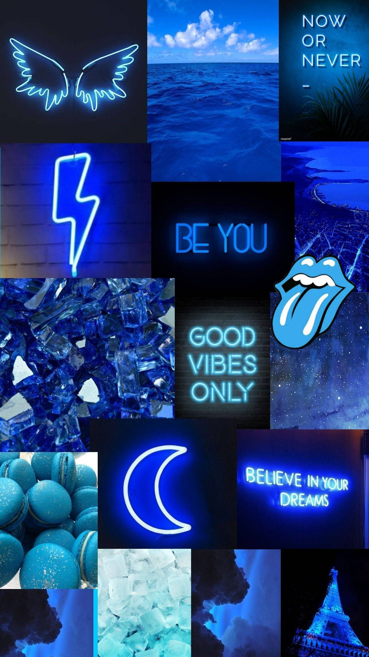 Retro Blue, vibrant blue, neon signs, Full HD Phone Wallpaper