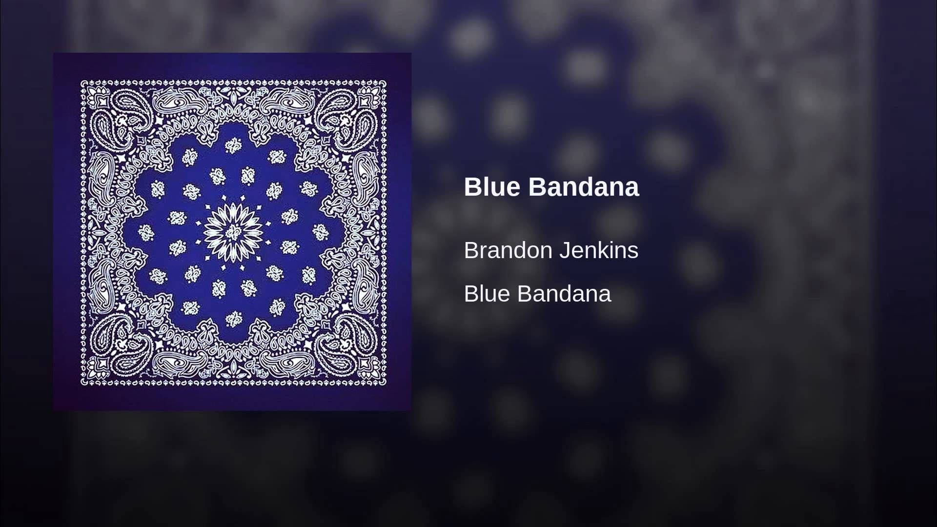 blue bandana, white paisley patterns, dark background, Full HD Desktop Wallpaper