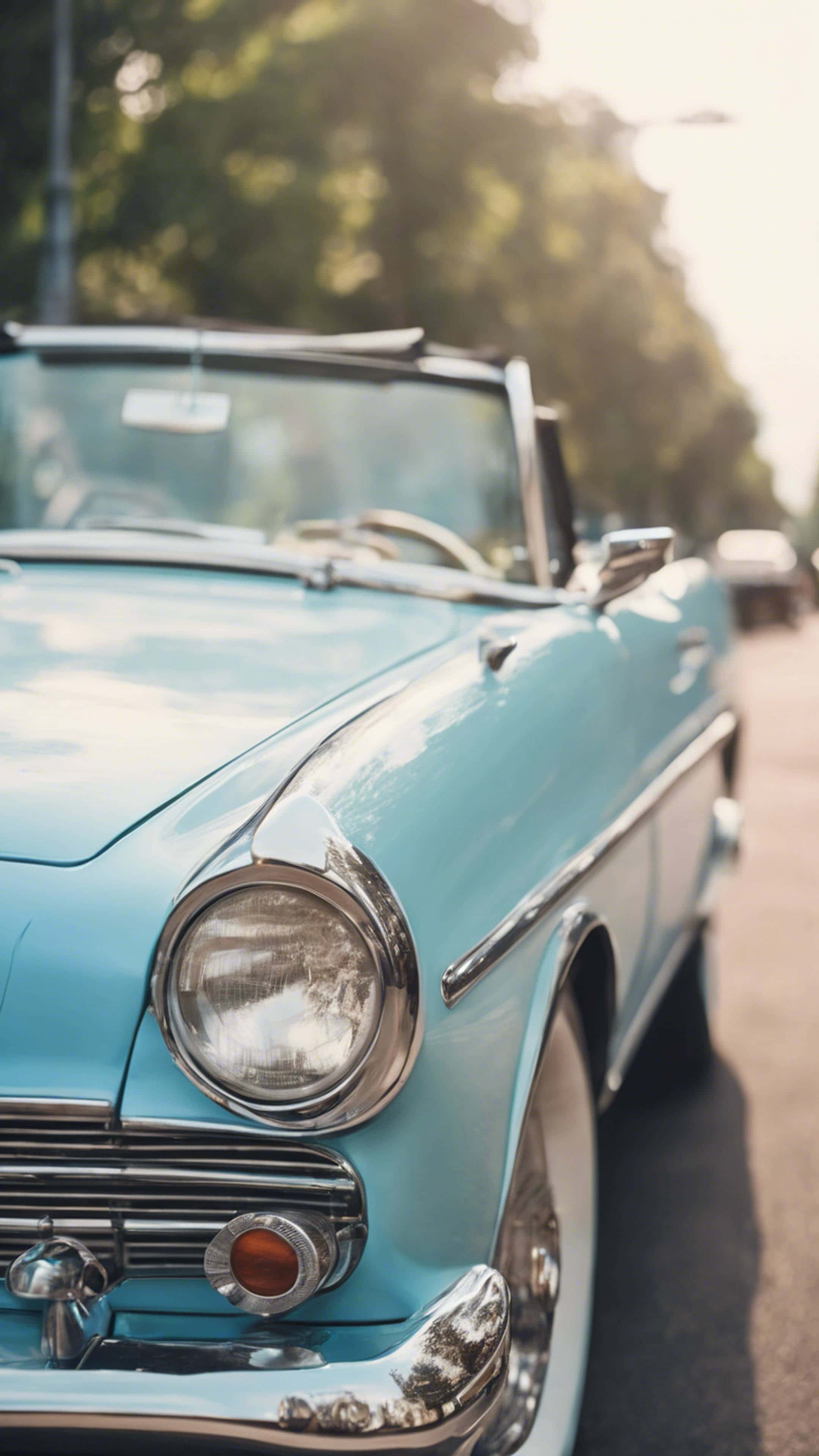 Retro Blue, convertible, light blue, 4K Phone Wallpaper