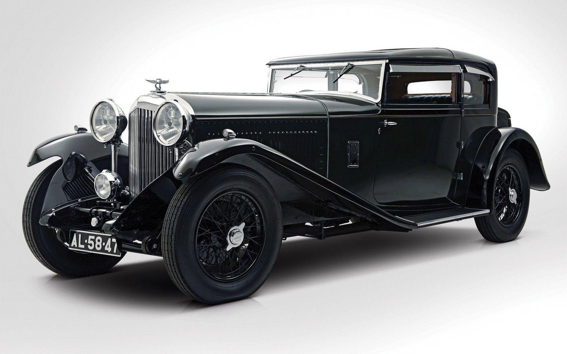two door sedan, vintage car, black, Full HD Desktop Wallpaper