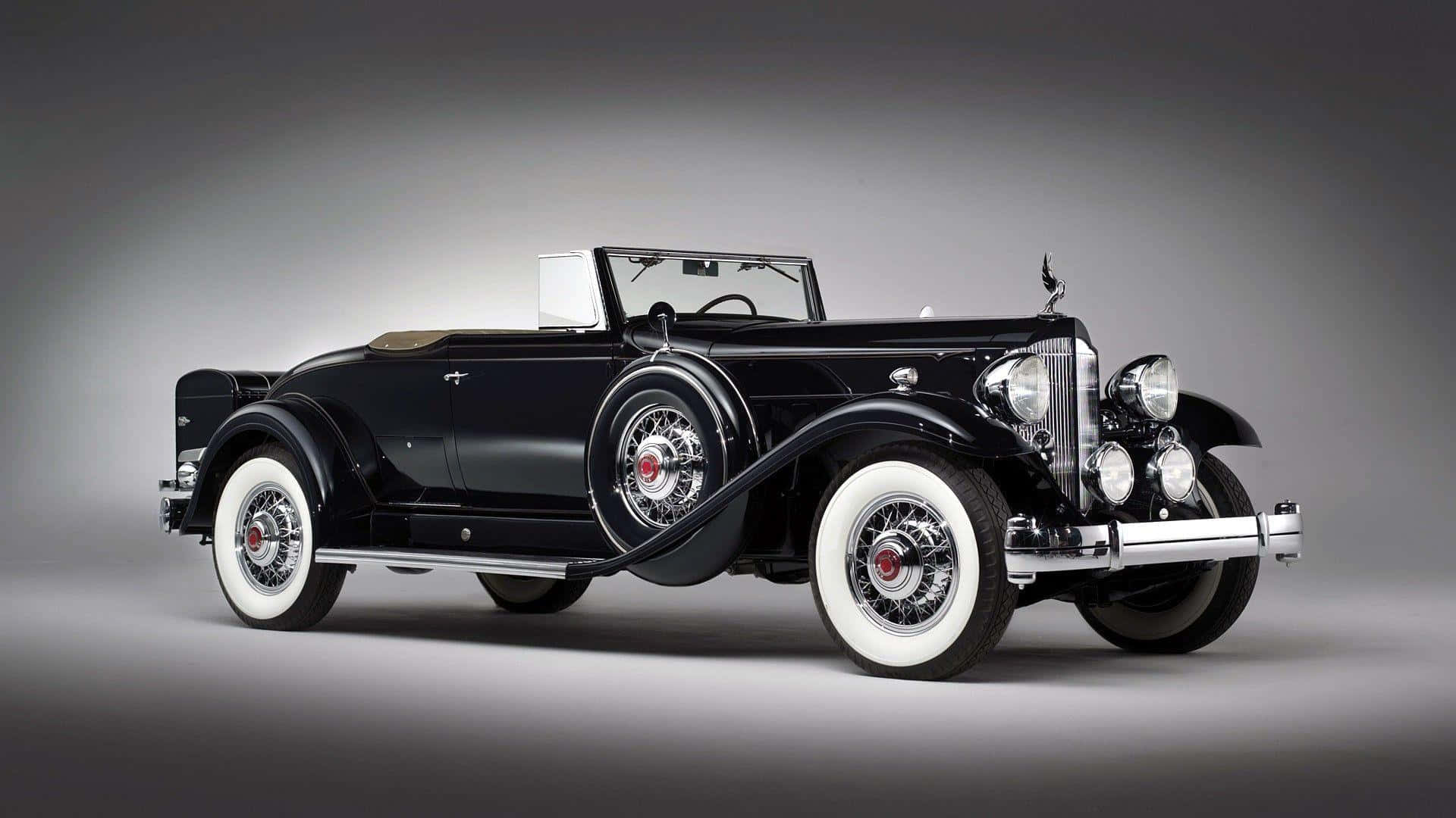 black vintage convertible, white wall tires, chrome accents, Full HD Desktop Wallpaper