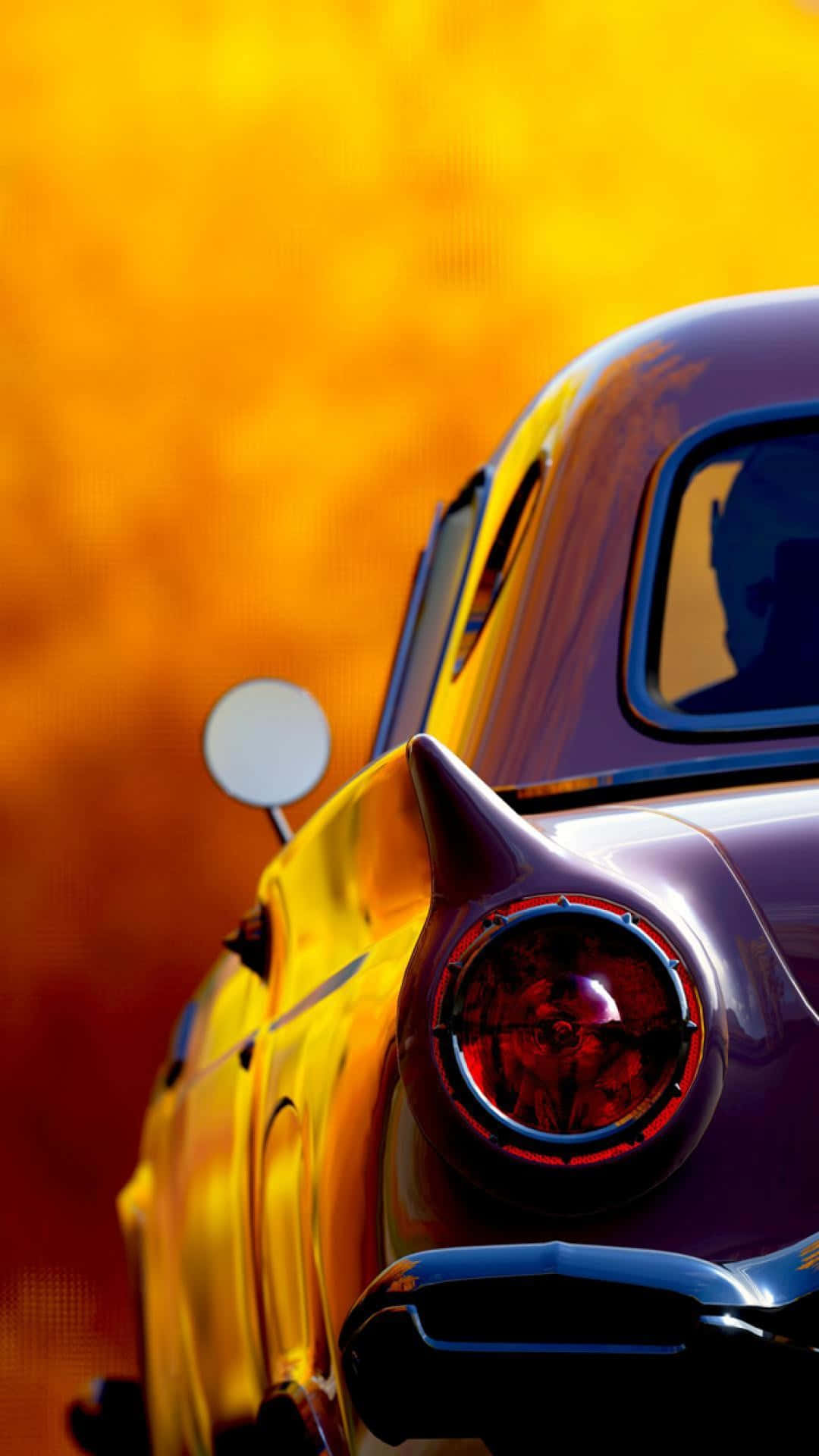 vintage car, metallic purple, gold, Full HD Phone Wallpaper