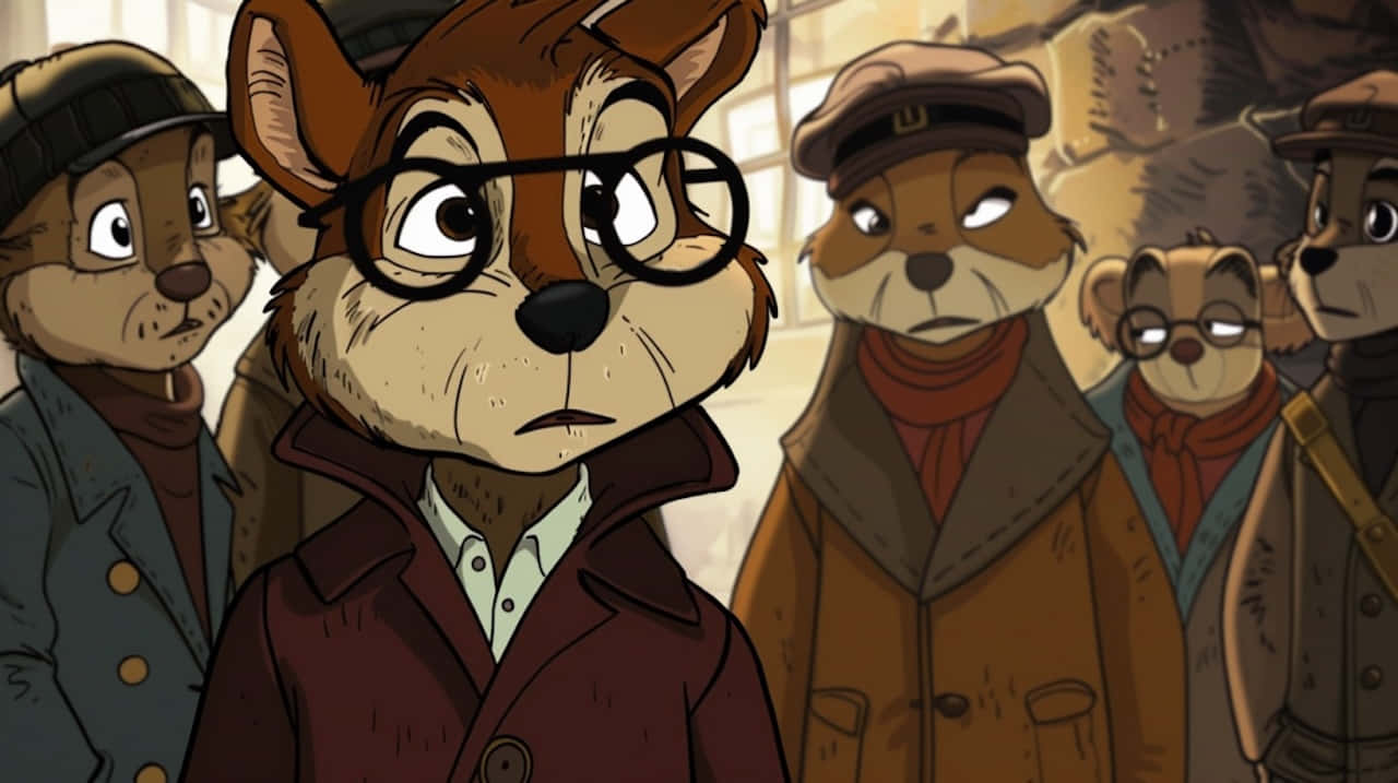 anthropomorphic chipmunks, vintage coats, hats, HD Desktop Wallpaper