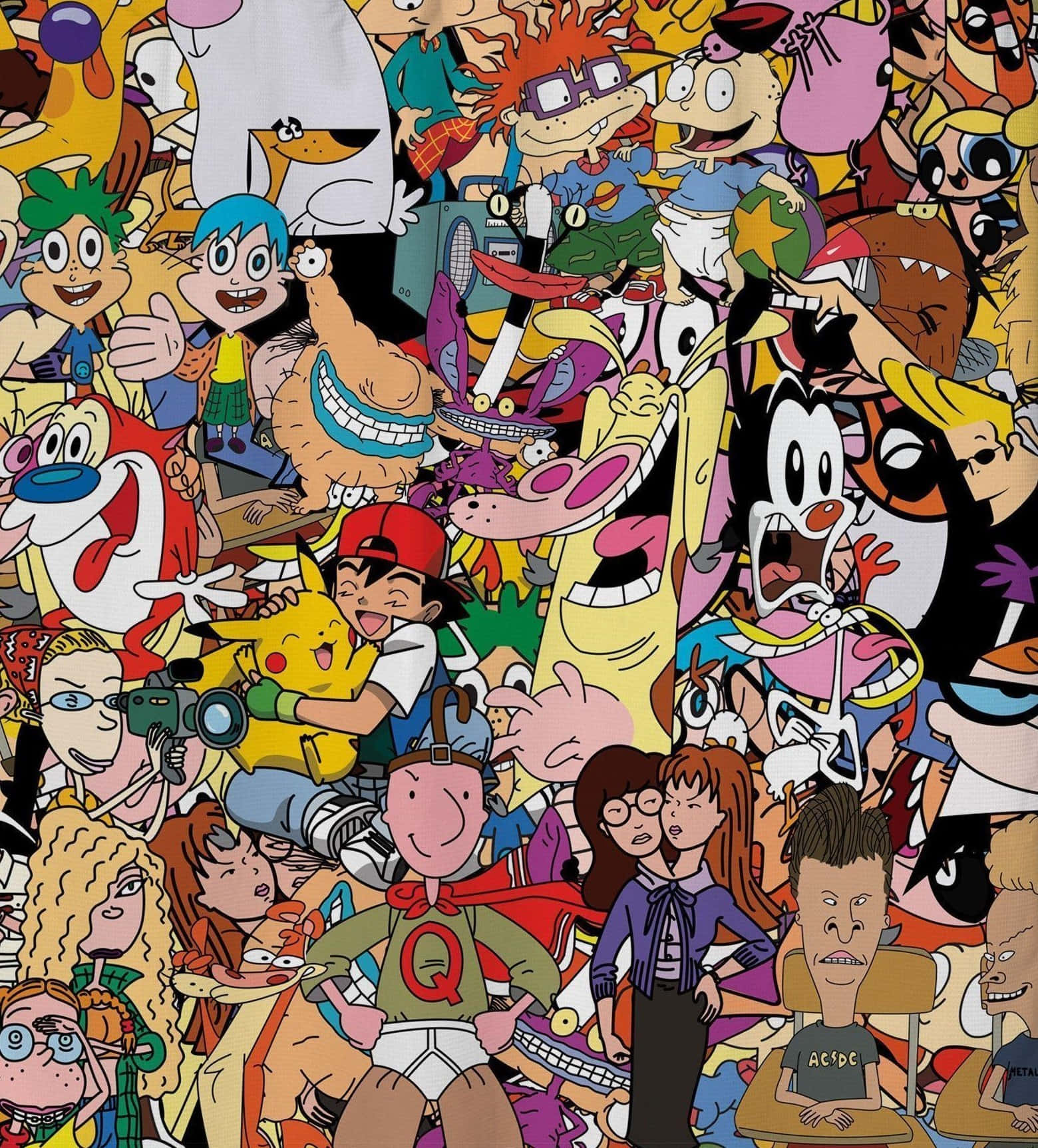 Retro Cartoon, collage, colorful cartoon characters, HD Phone Wallpaper