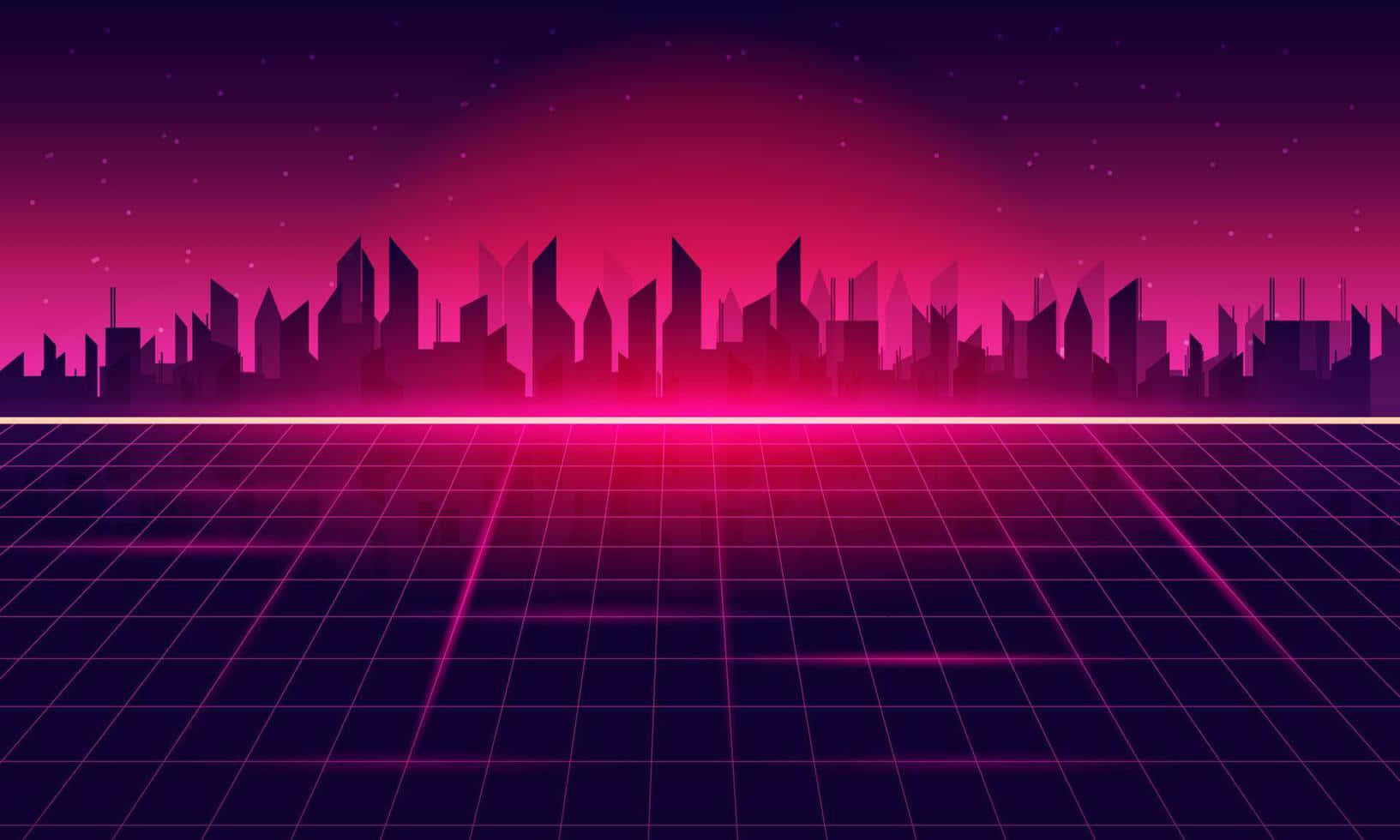 Retro City, neon-drenched, retrofuturistic, HD Desktop Wallpaper