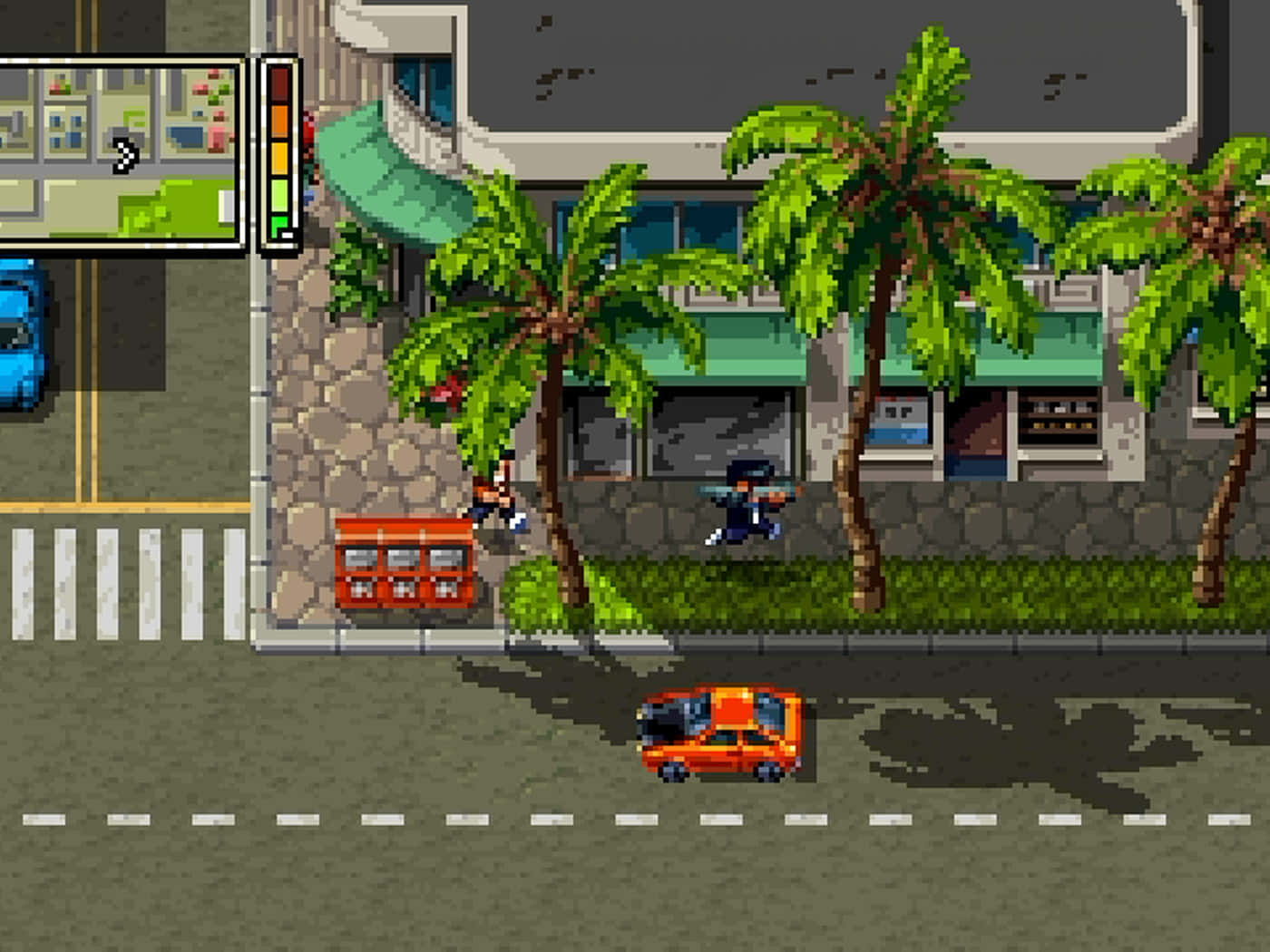 Retro City, neon lights, pixel-art, HD Desktop Wallpaper