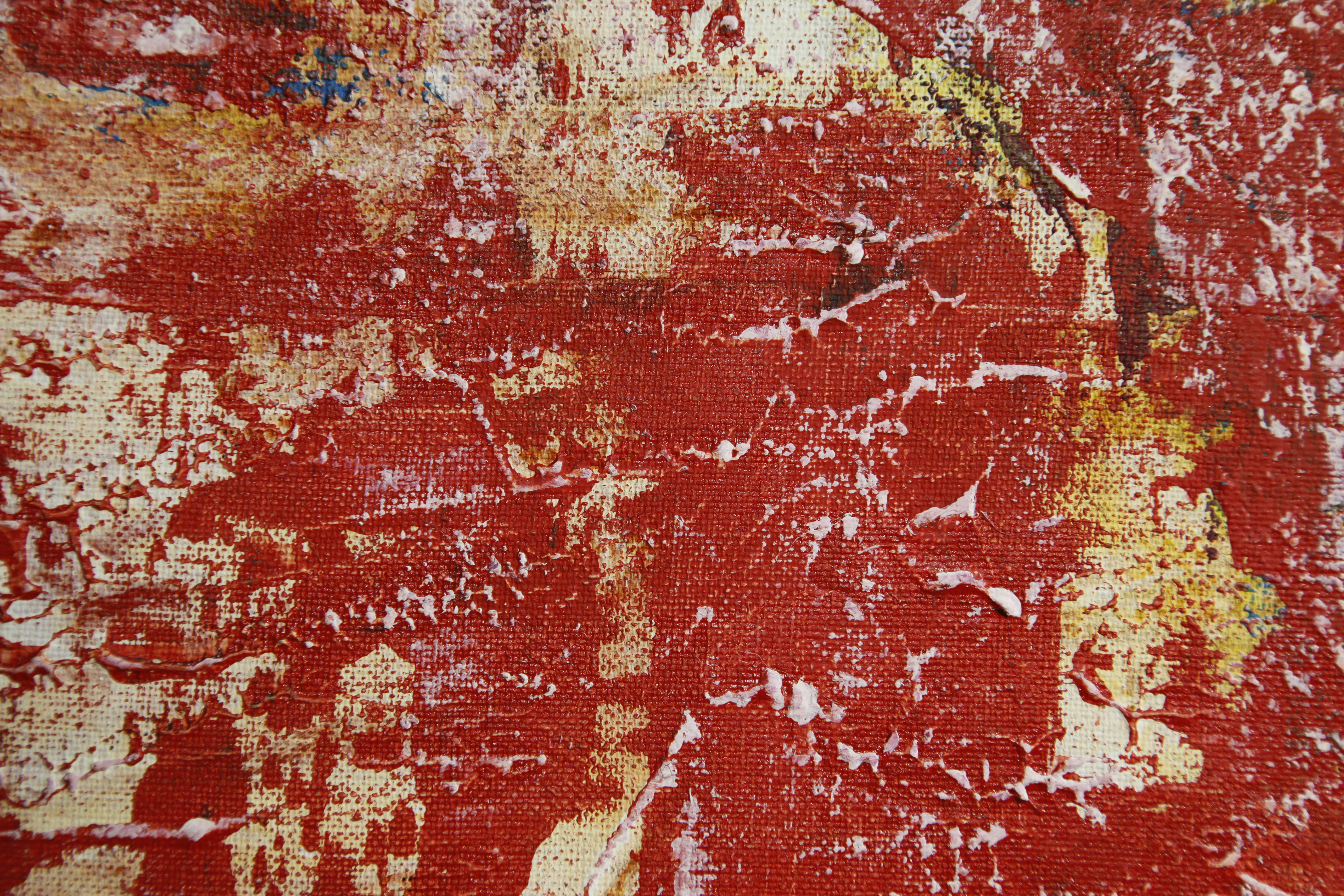 vintage red abstract art, bright red, soft yellow, 5K Desktop Wallpaper