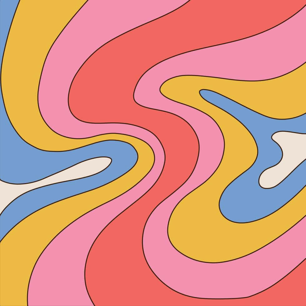 Retro Colorful Wavy Pattern, pink, yellow, SD Desktop Wallpaper