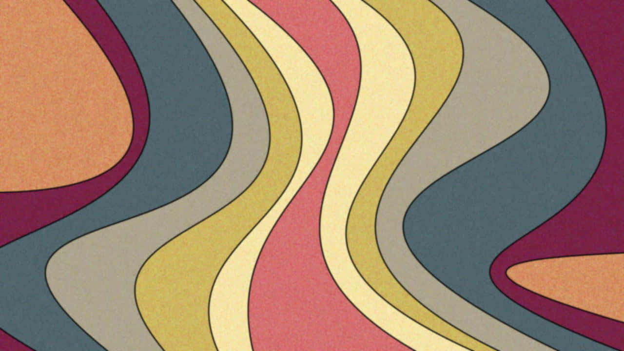 Retro Wavy Pattern Aesthetic, vibrant abstract waves, warm cool tones, HD Desktop Wallpaper