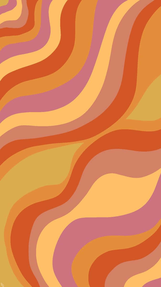 retro wavy pattern, warm hues, orange, SD Phone Wallpaper