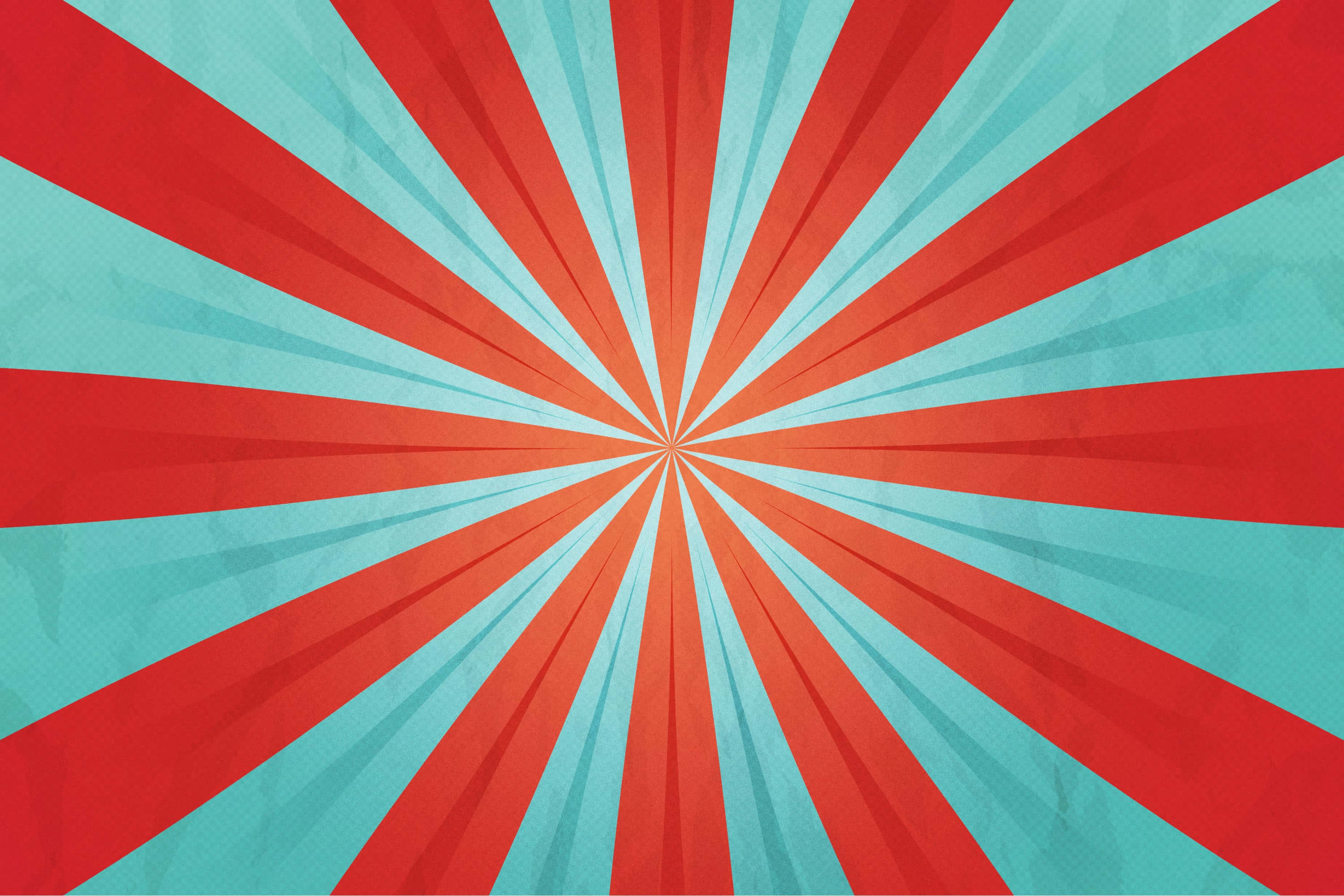 Retro Sunburst Background, vibrant red, teal, 2K Desktop Wallpaper