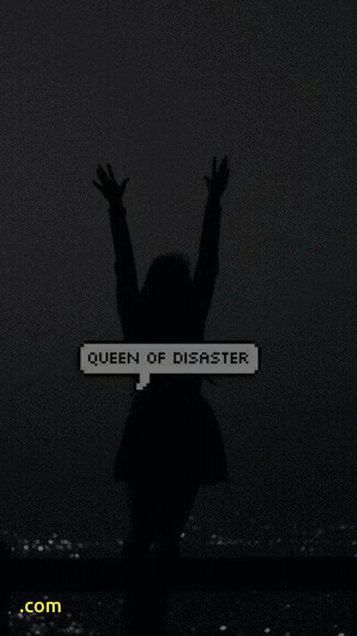 retro black aesthetic, queen of disaster, pixelated text, HD Phone Wallpaper