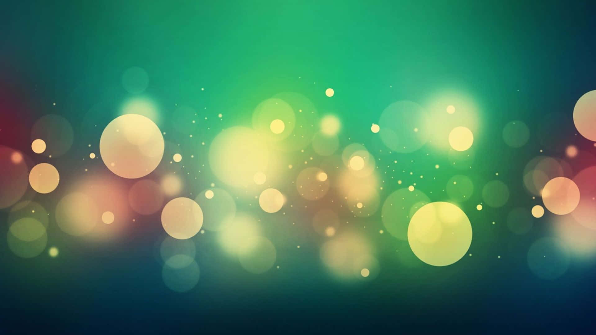 vibrant green gradient, glowing golden bokeh circles, sparkling particles, Full HD Desktop Wallpaper