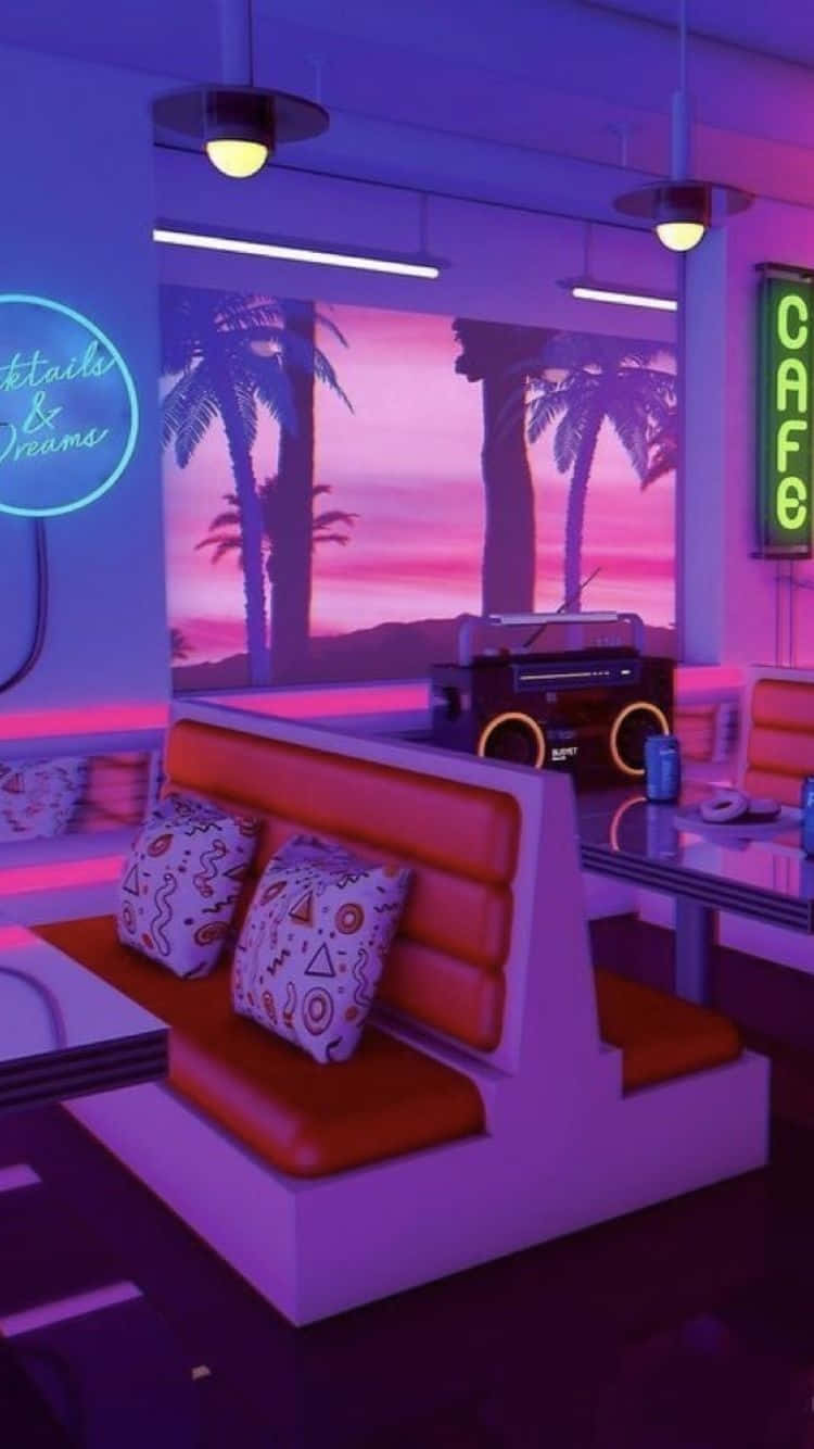 Retro Diner, orange booths, neon signs, HD Phone Wallpaper