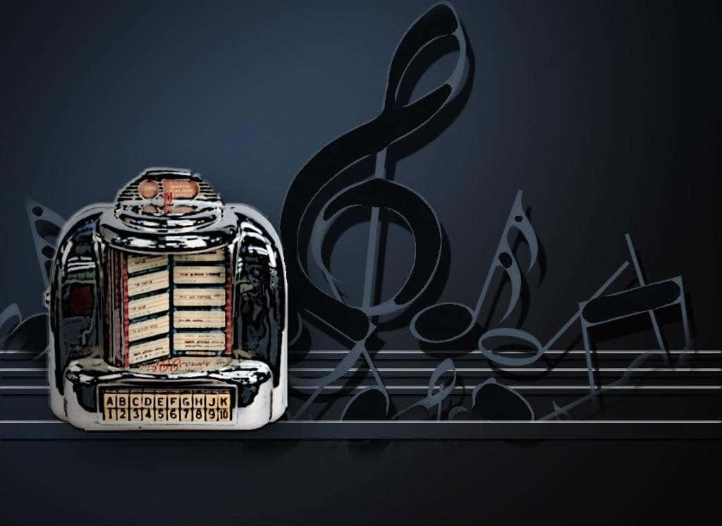 vintage chrome jukebox, retro diner, dark backdrop, SD Desktop Wallpaper