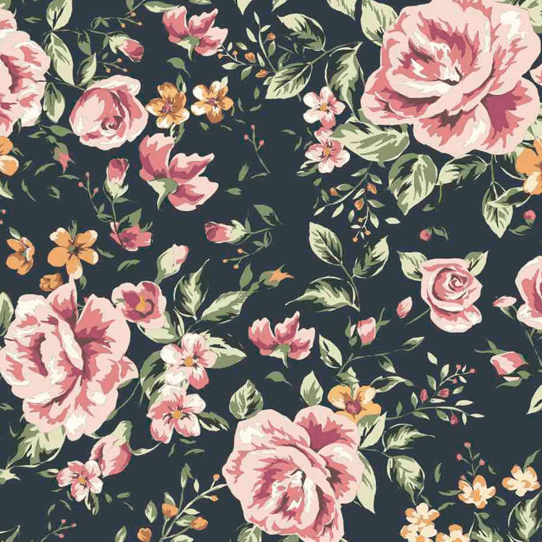 classic floral pattern, vibrant pink roses, yellow blooms, SD Desktop Wallpaper
