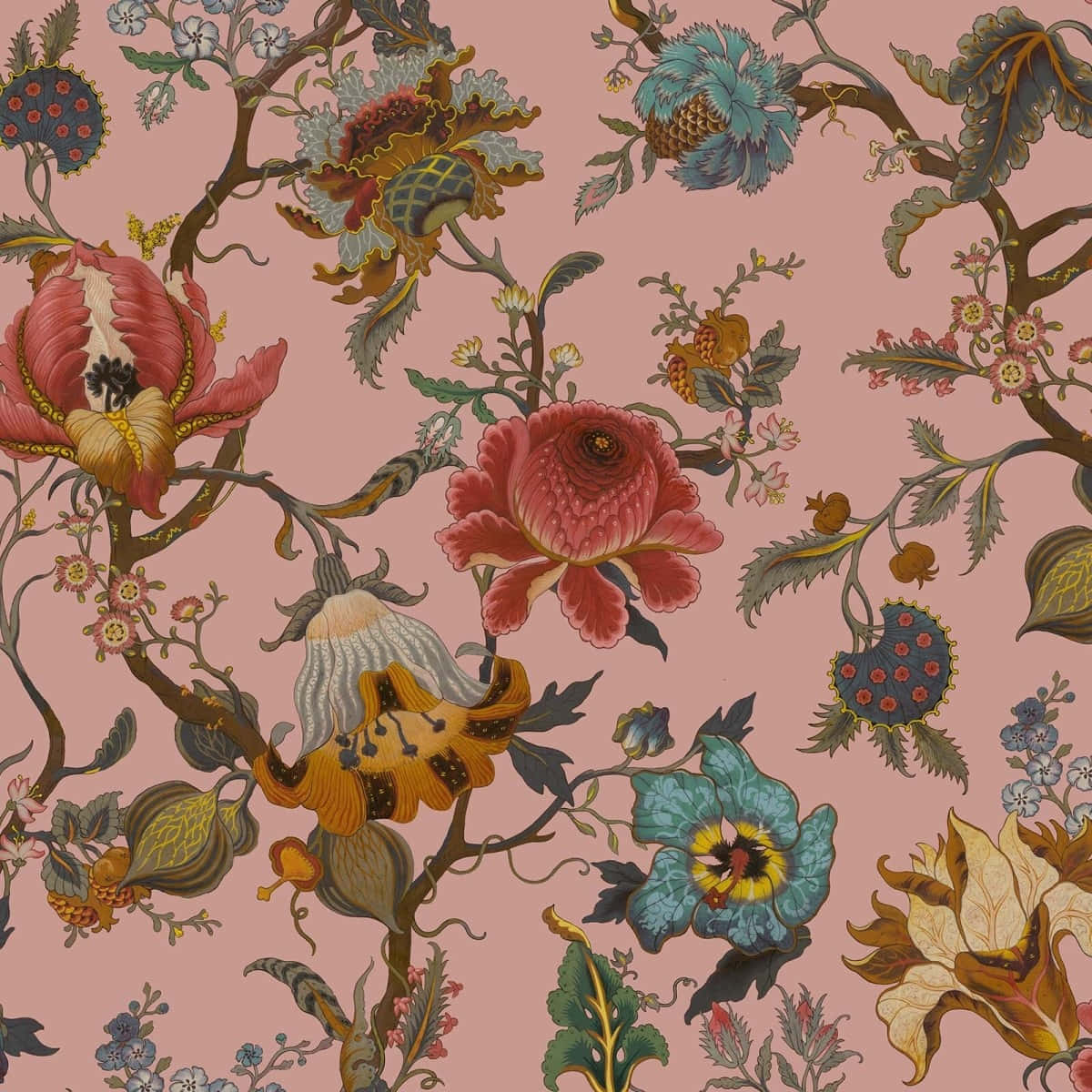 vintage floral pattern, blush background, soft pink wallpaper, SD Desktop Wallpaper