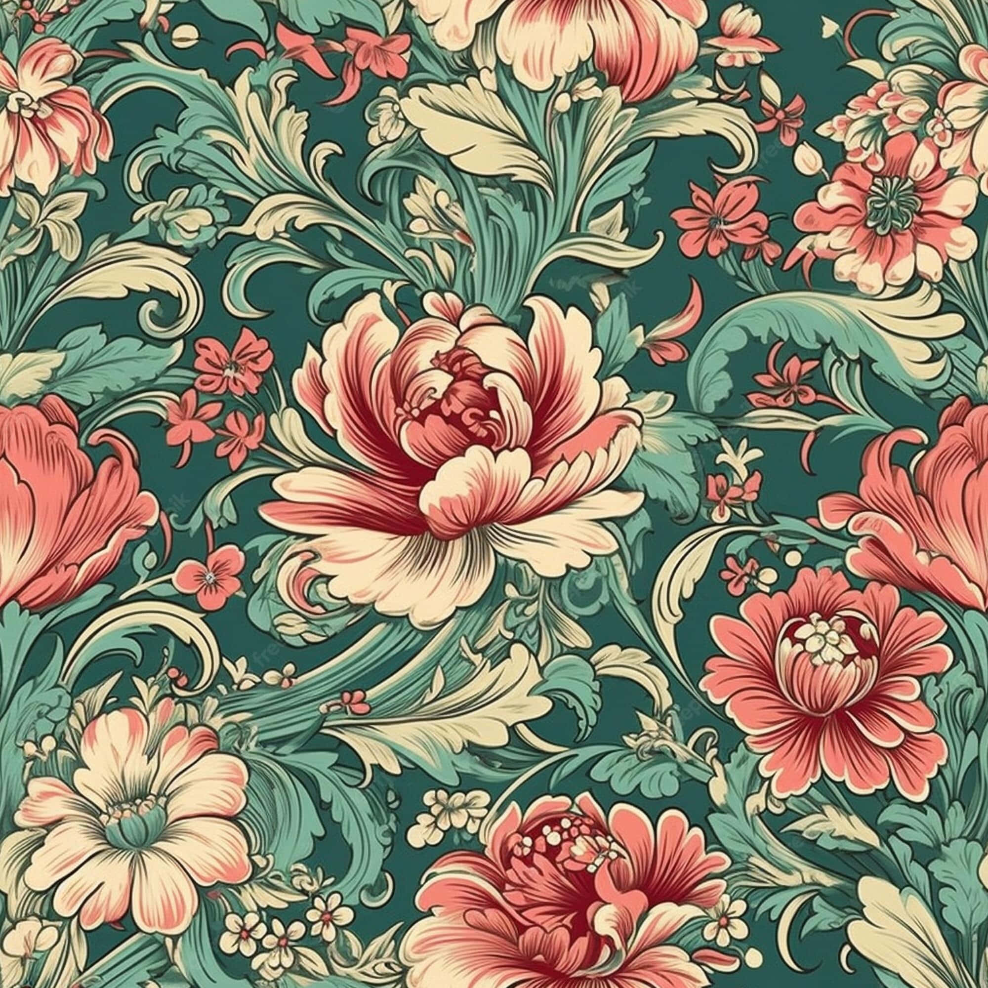 vintage spring blooms, coral pink peonies, teal leaves, Full HD Desktop Wallpaper
