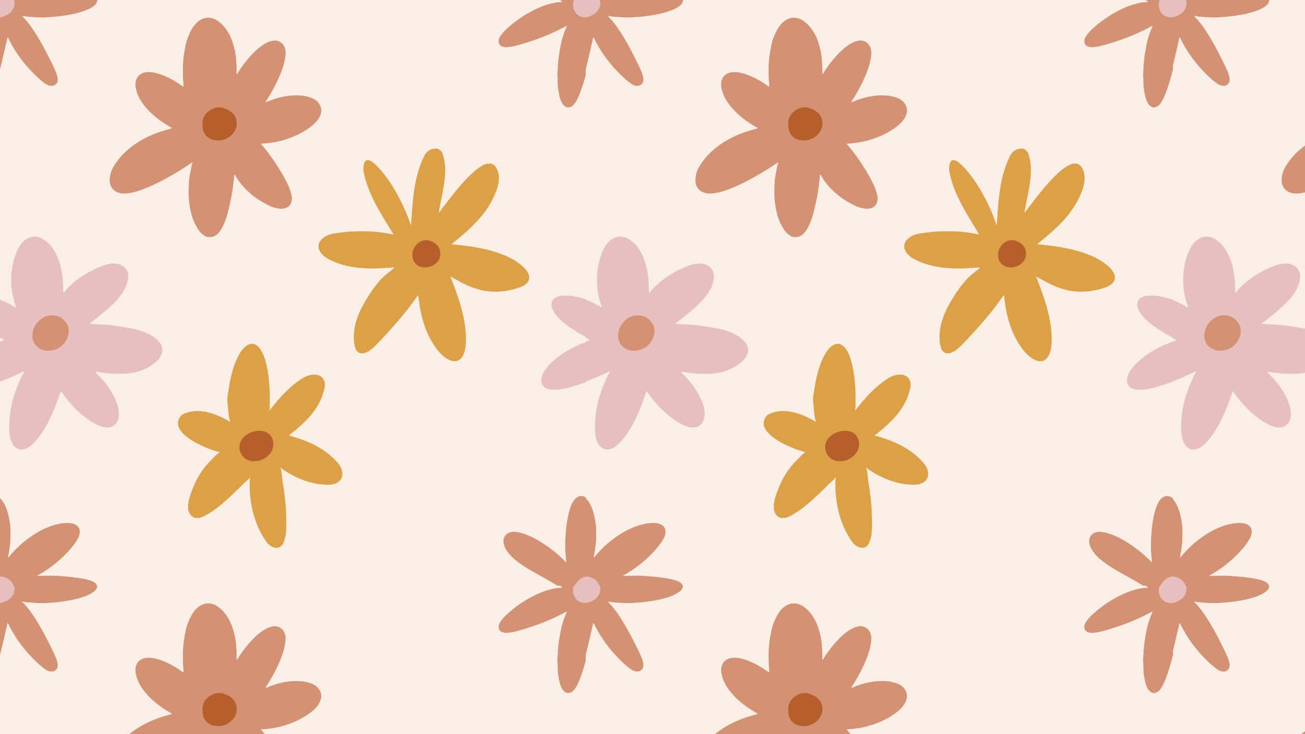 retro floral pattern, pastel floral wallpaper pattern, stylized daisies, 2K Desktop Wallpaper