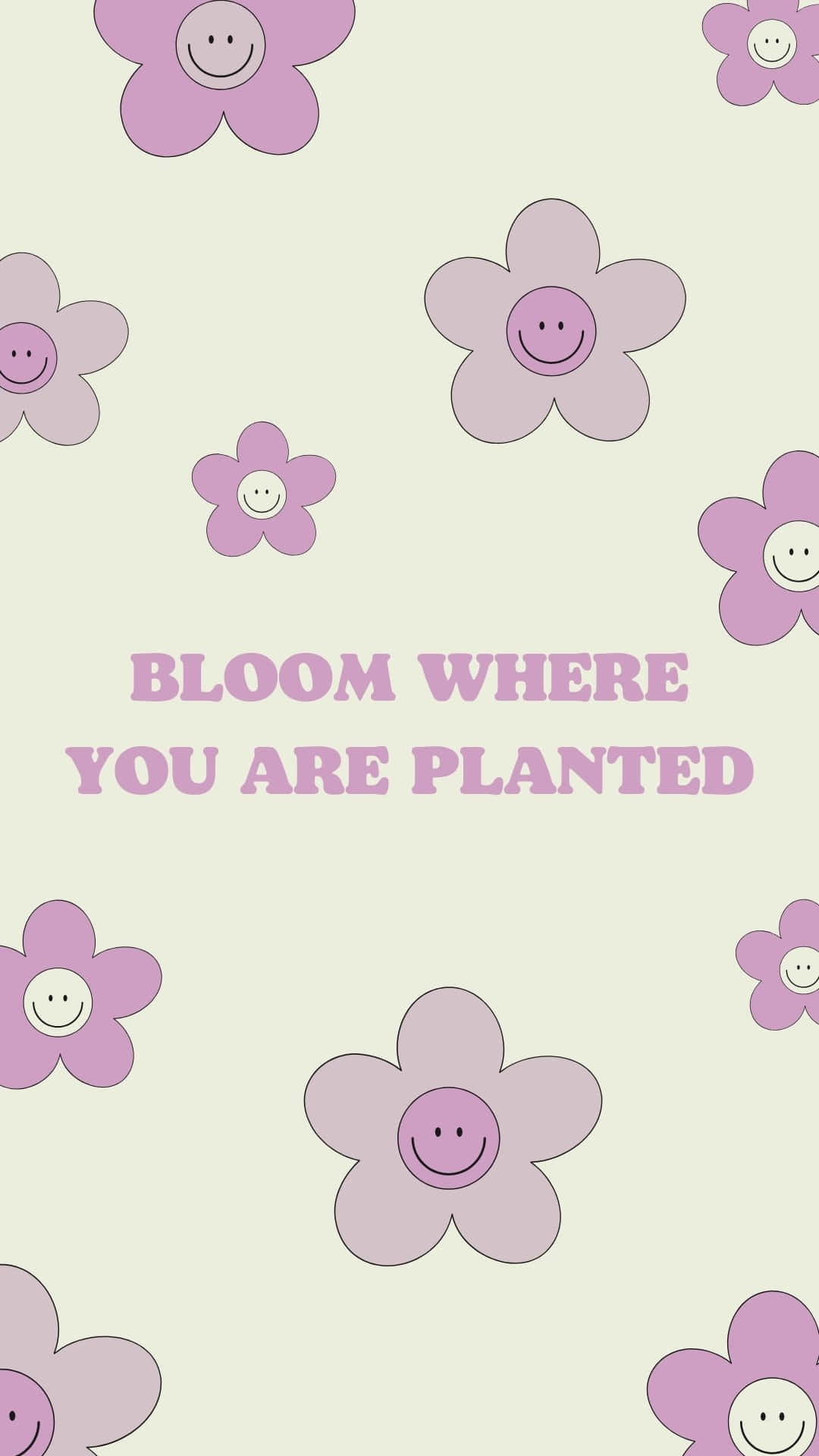 Retro Flower, pastel lavender, smiley flowers, Full HD Phone Wallpaper