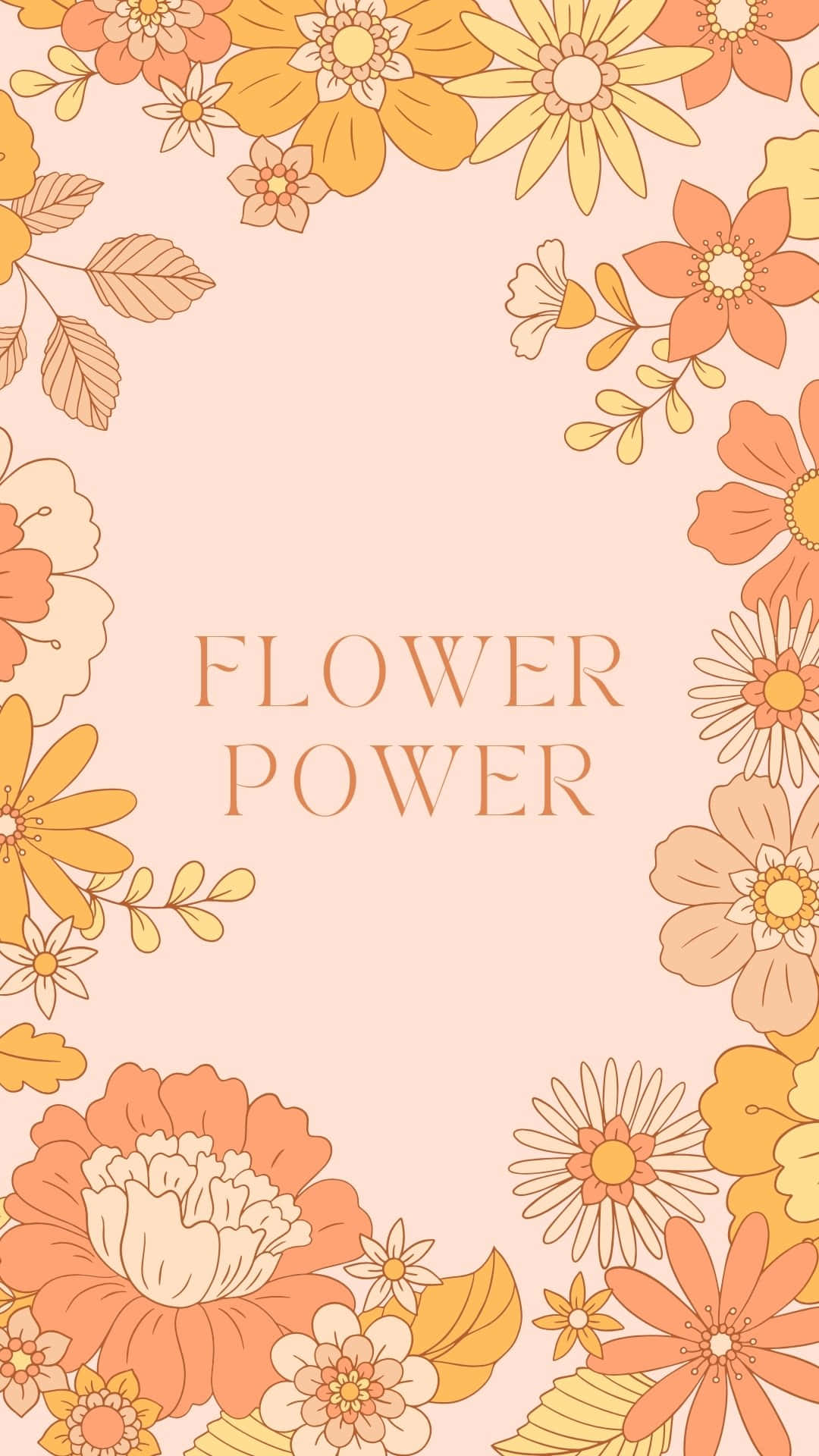 Retro Flower Power Background, flower power, orange yellow, Full HD Phone Wallpaper