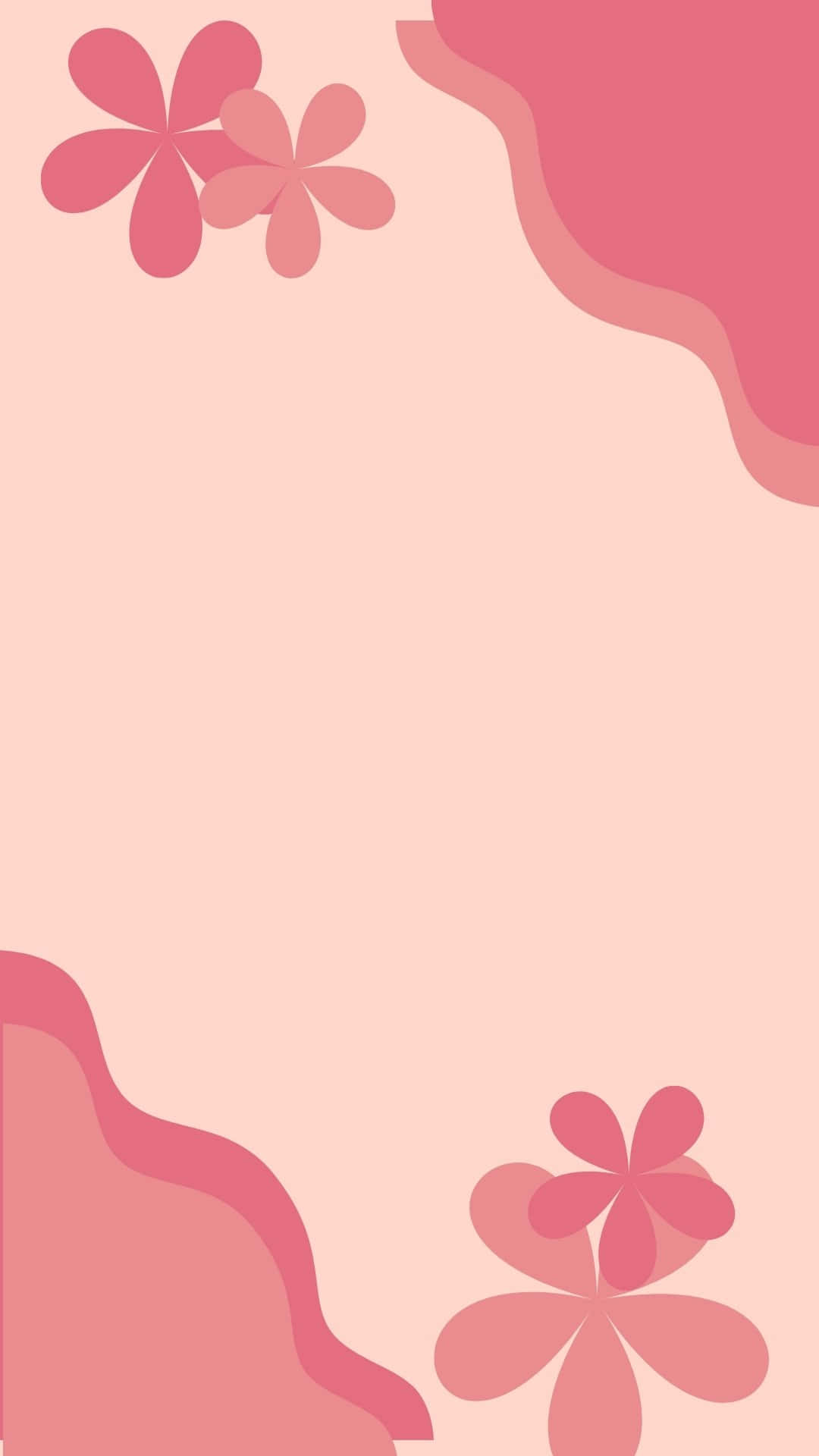 retro pink flower abstract, pastel pink, stylized flowers, Full HD Phone Wallpaper