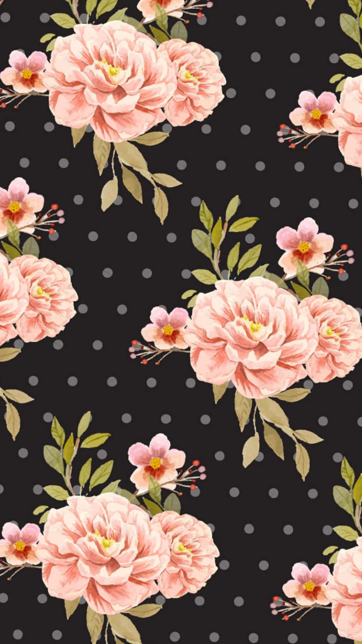 retro floral pattern, pink peonies, blossoms, Full HD Phone Wallpaper