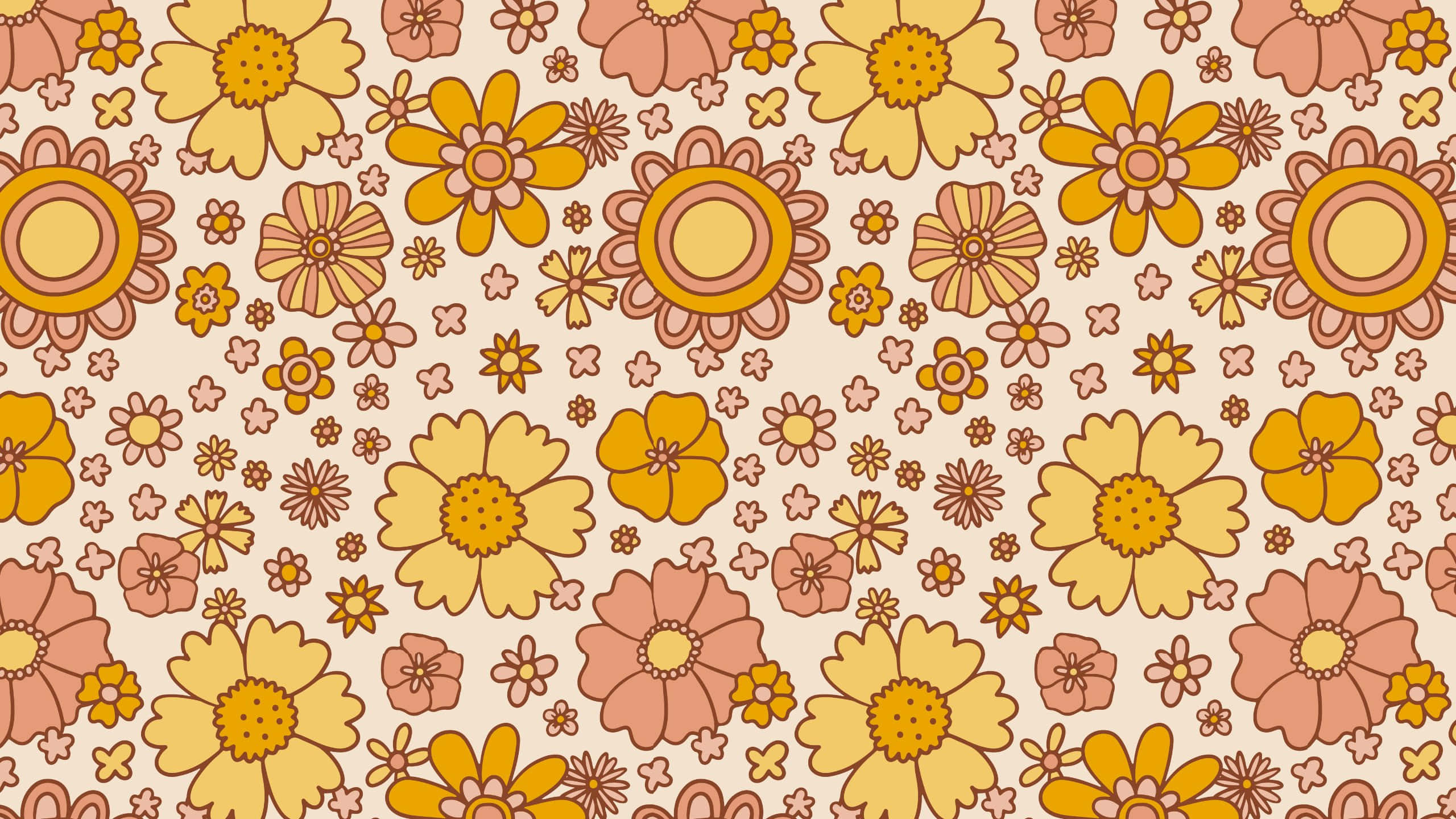 retro floral pattern, stylized daisies, stars, 2K Desktop Wallpaper
