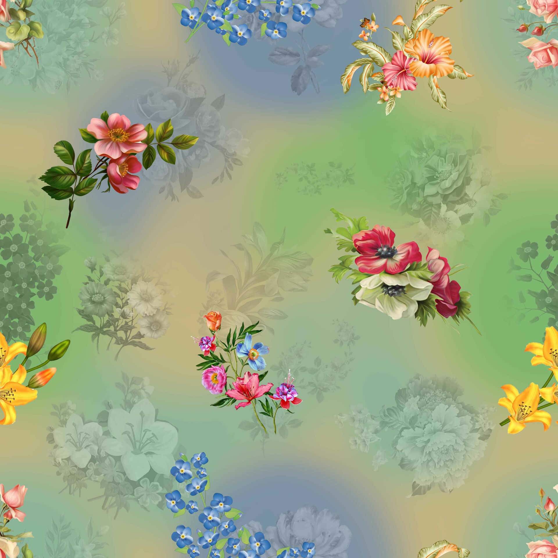 vintage flower, colorful vintage flower, vibrant floral bouquet, Full HD Desktop Wallpaper