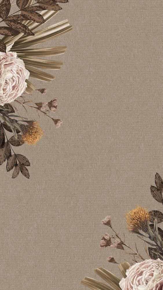 vintage flower, blush peonies, textured leaves, SD Phone Wallpaper