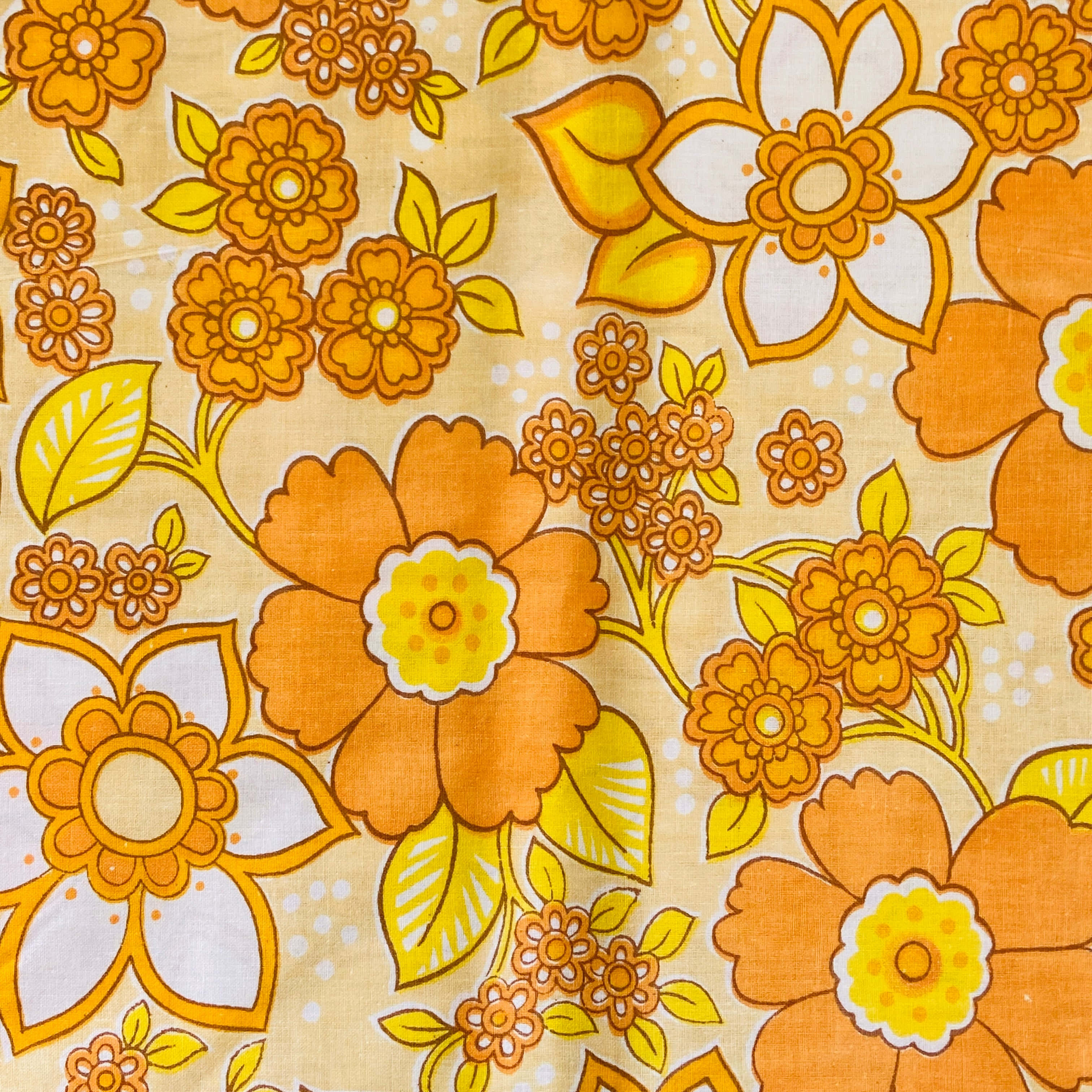 vintage floral pattern1970s, 1970s, orange, 2K Desktop Wallpaper