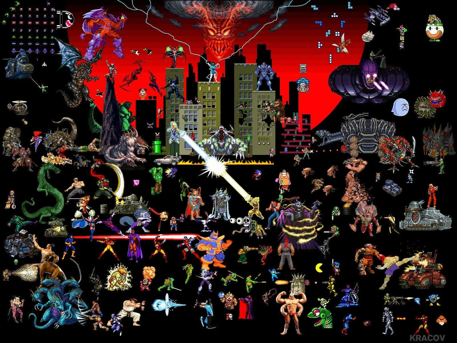pixel art, video game monsters, video game characters, HD Desktop Wallpaper