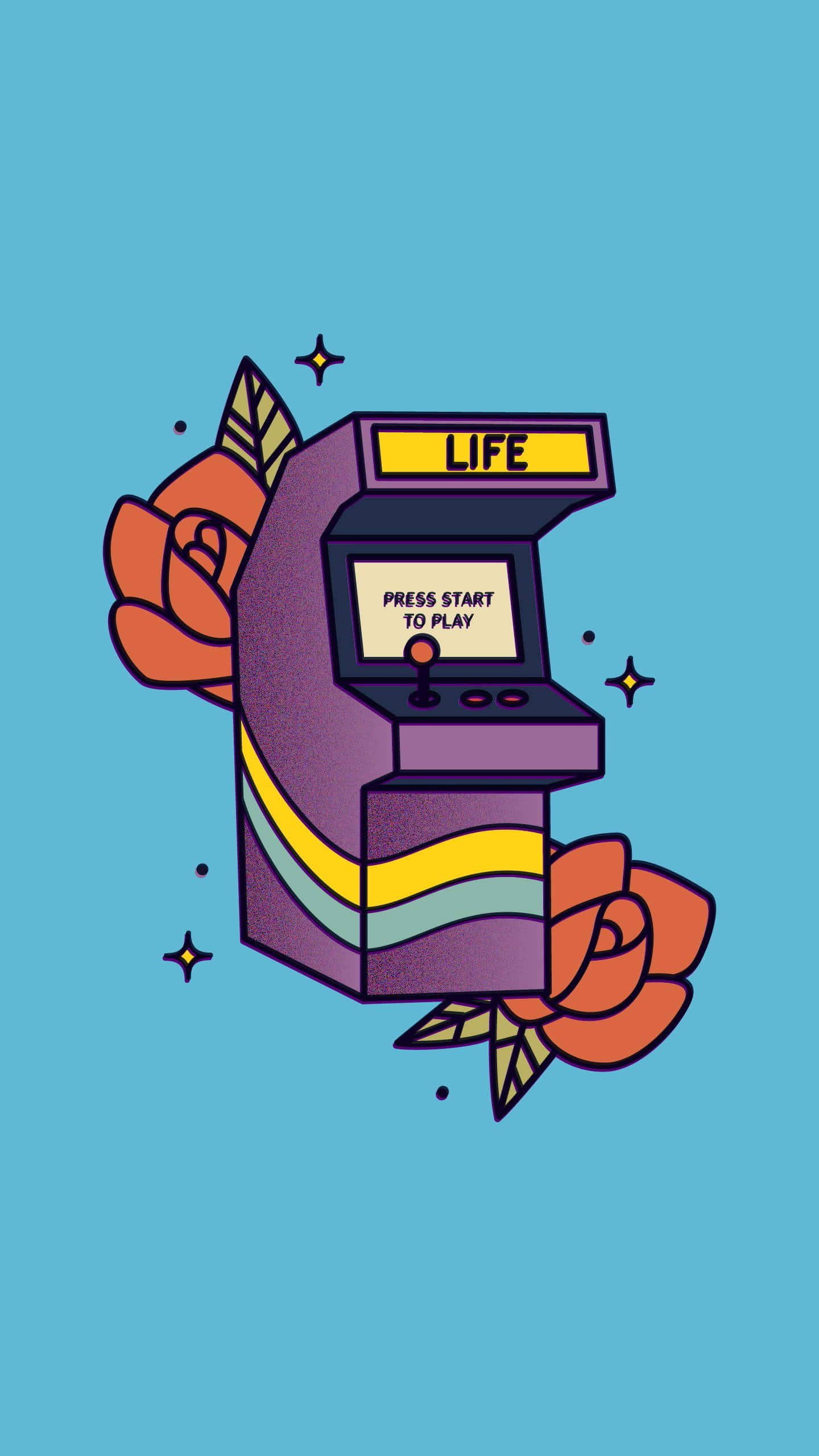 LIFE, roses, purple arcade machine, 2K Phone Wallpaper