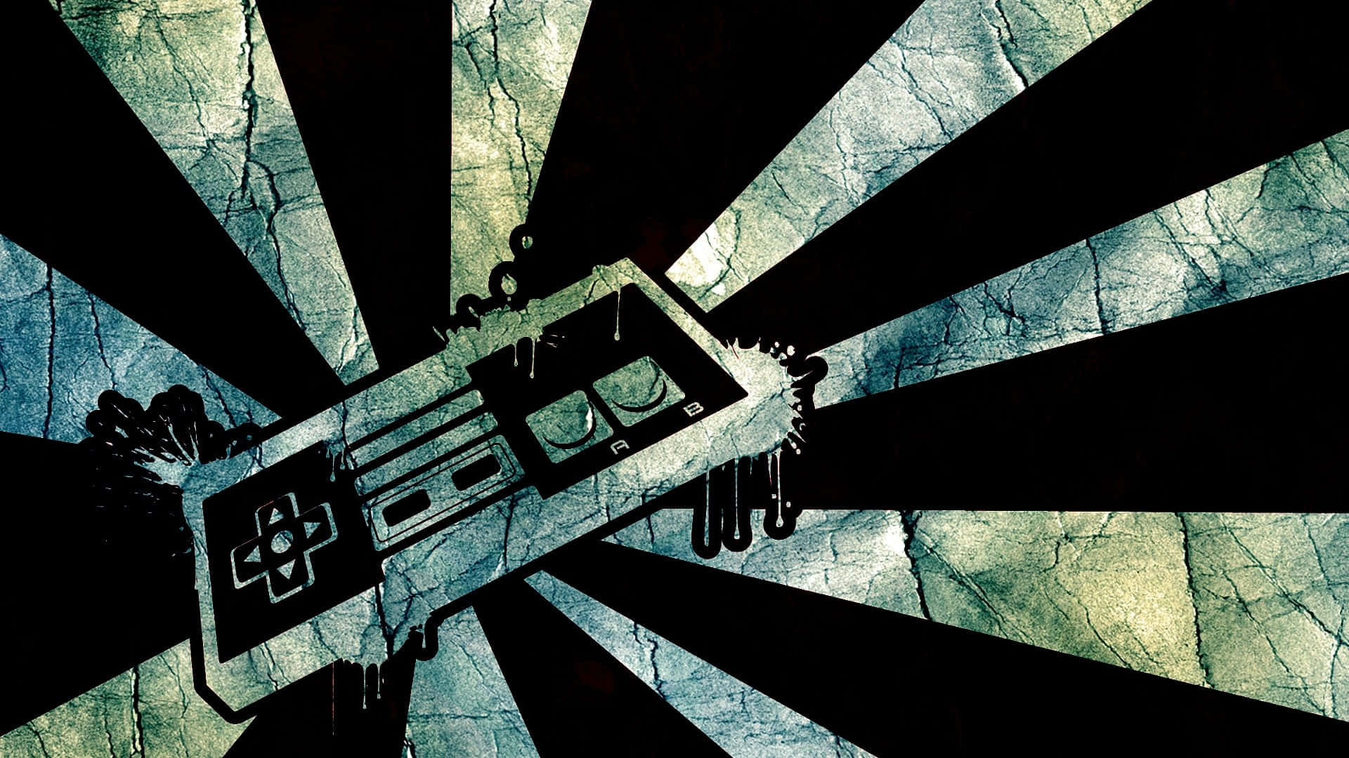 vintage game controller, ink, sunburst background, Full HD Desktop Wallpaper