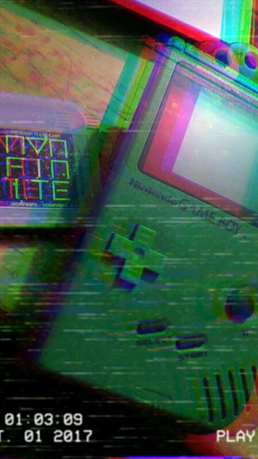 Game Boy, vintage green, glitch effects, HD Phone Wallpaper