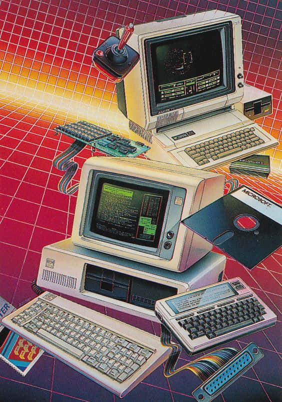 80s, retro-futuristic, vintage computers, SD Phone Wallpaper