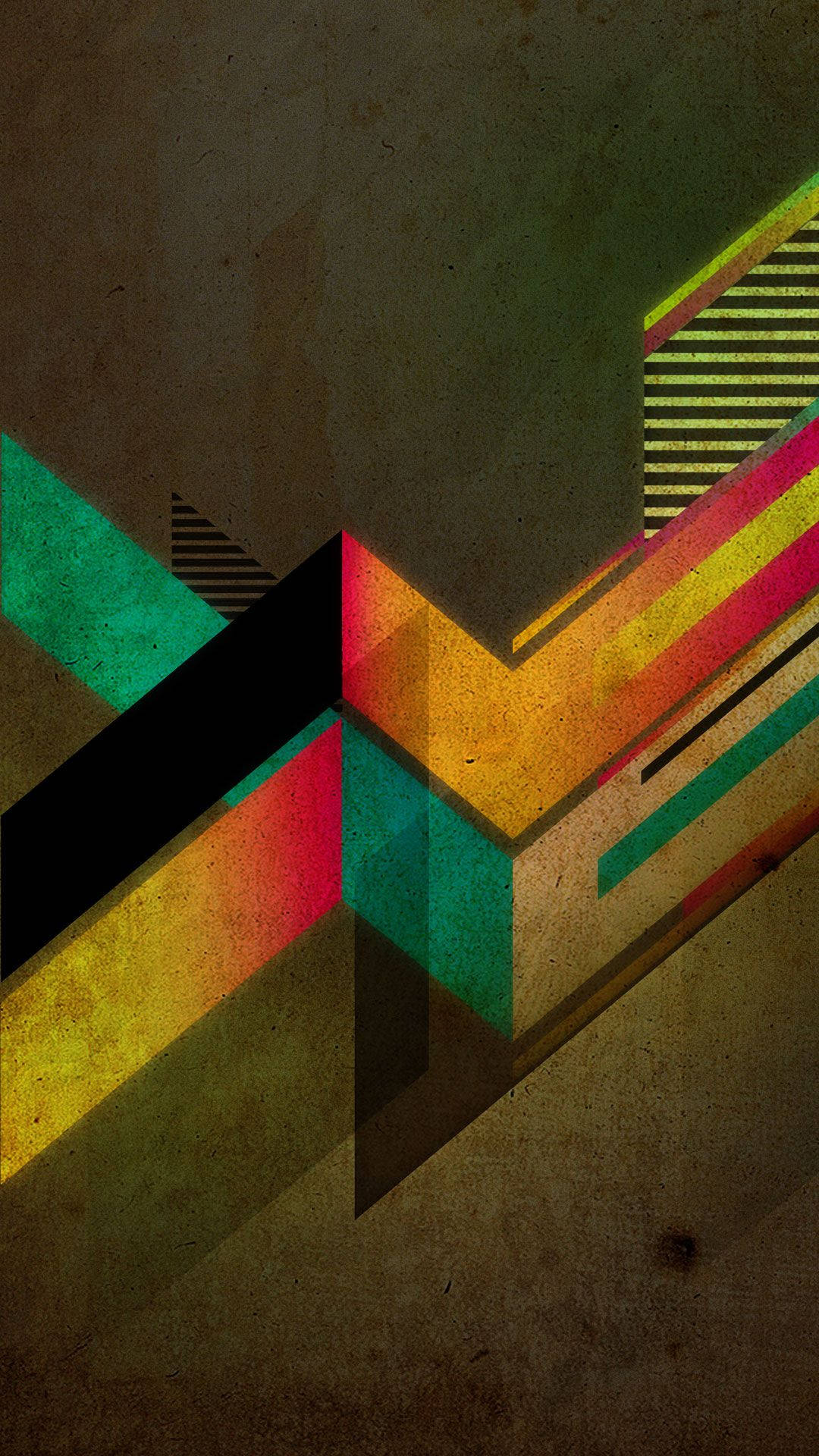 abstract colour retro aesthetic iphone, vibrant geometric shapes, bold colors, Full HD Phone Wallpaper